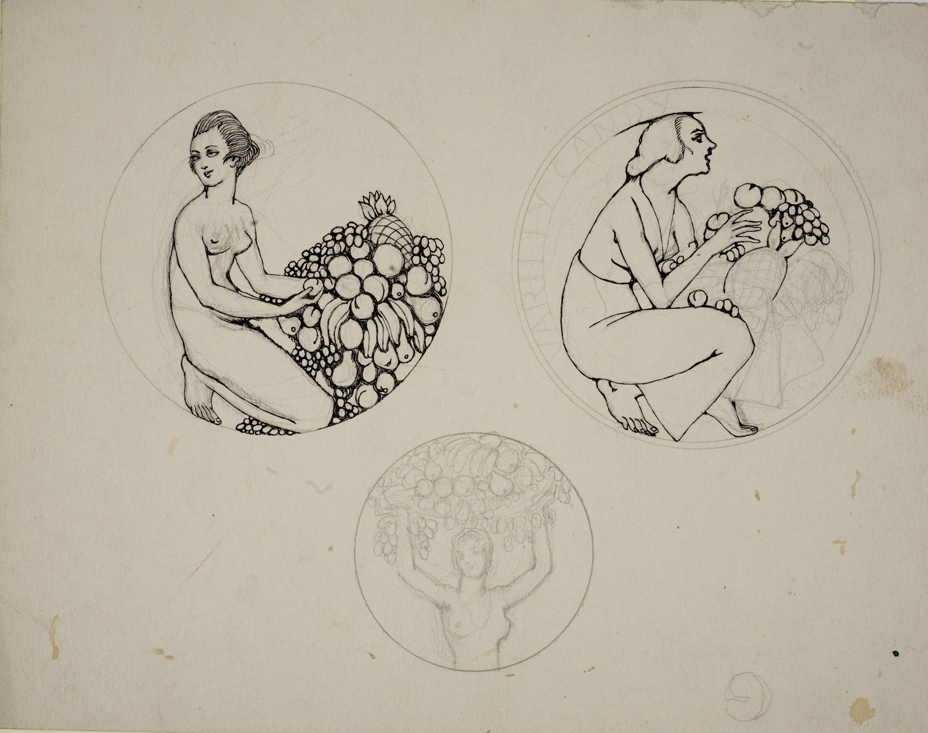 image for: Ismael Smith - Medallons amb dones i flors - Cap a 1906-1910