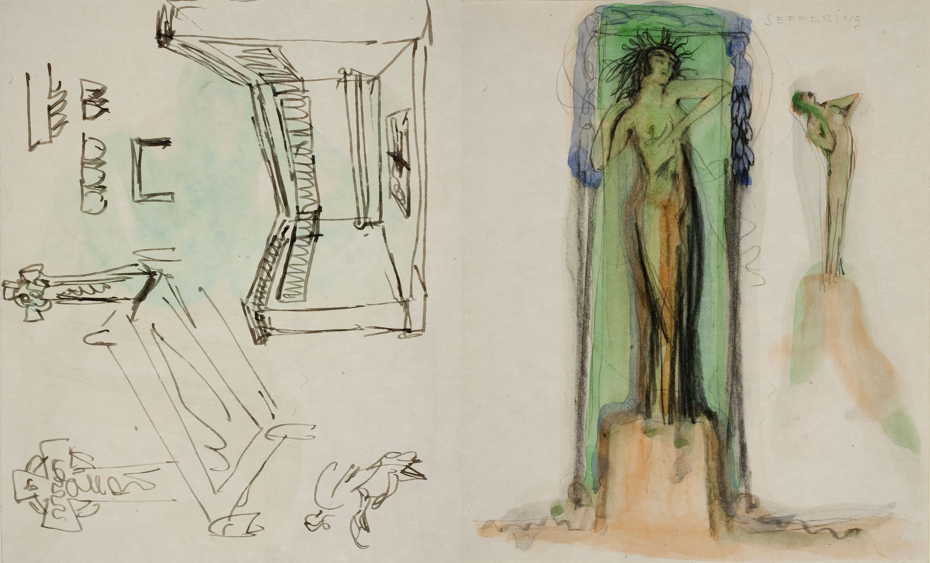 image for: Ismael Smith - Projecte escultòric i de monuments (anvers) / Projecte de monument «Love Life» (revers) - Cap a 1922-1924 [1]
