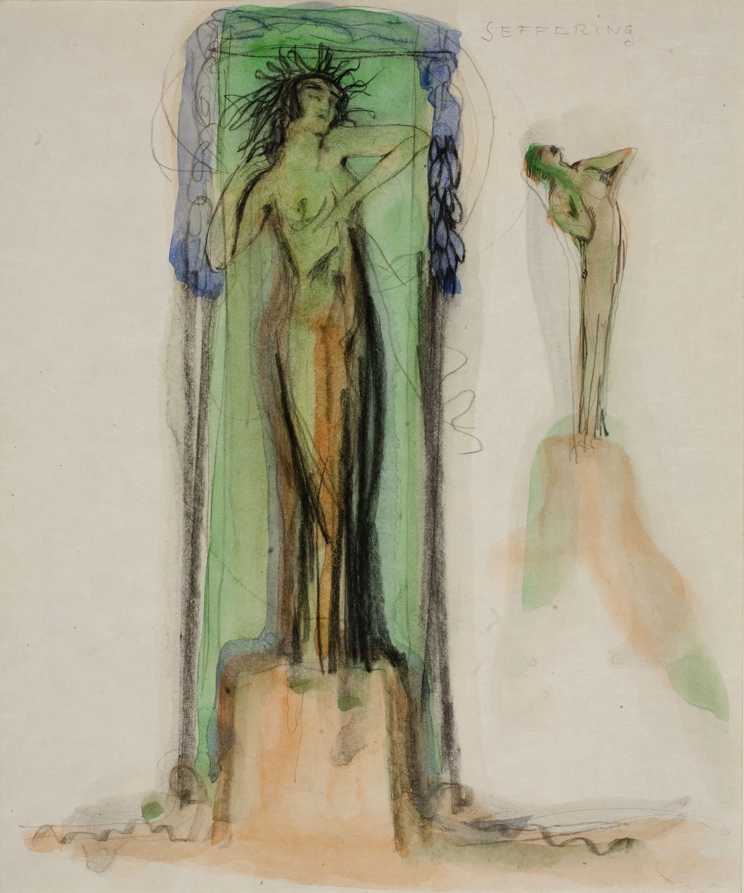 image for: Ismael Smith - Projecte escultòric i de monuments (anvers) / Projecte de monument «Love Life» (revers) - Cap a 1922-1924