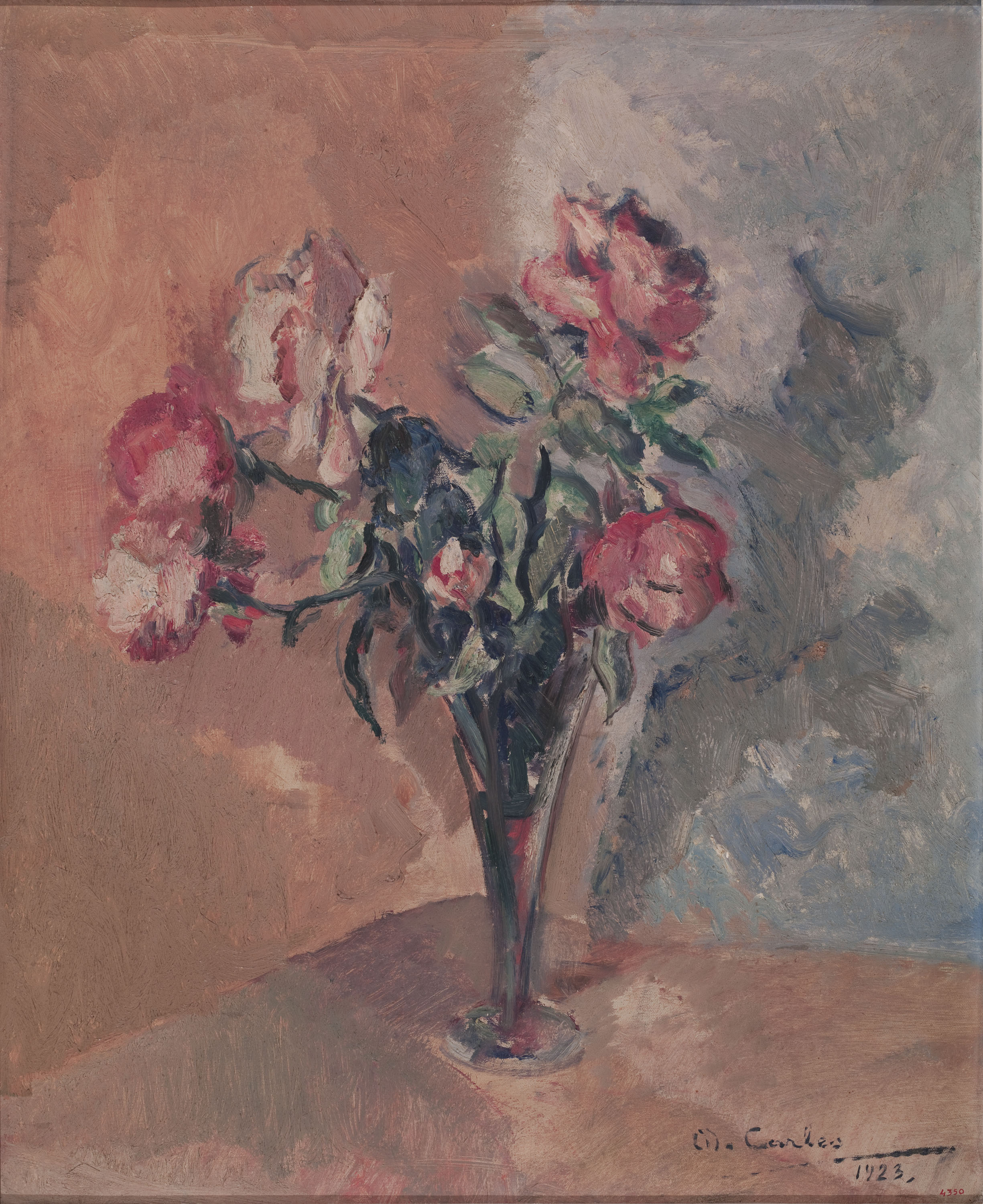 image for: Domènec Carles - Copa de vidre amb roses - 1923