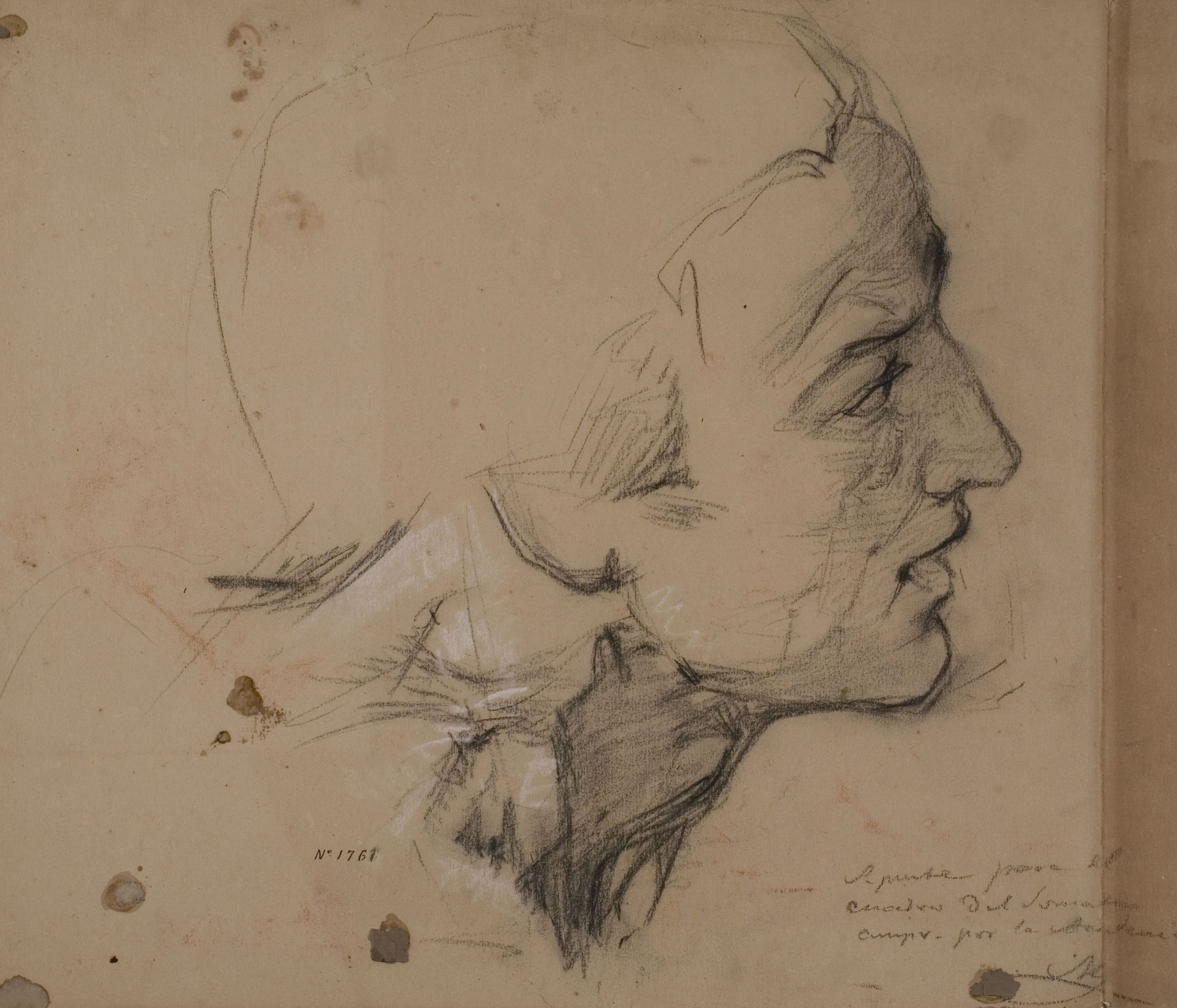 image for: Ramon Martí i Alsina - «El sometent del Bruc». Estudi de figura per al quadre (anvers) / Retrat d&#039;home (revers) - Cap a 1866