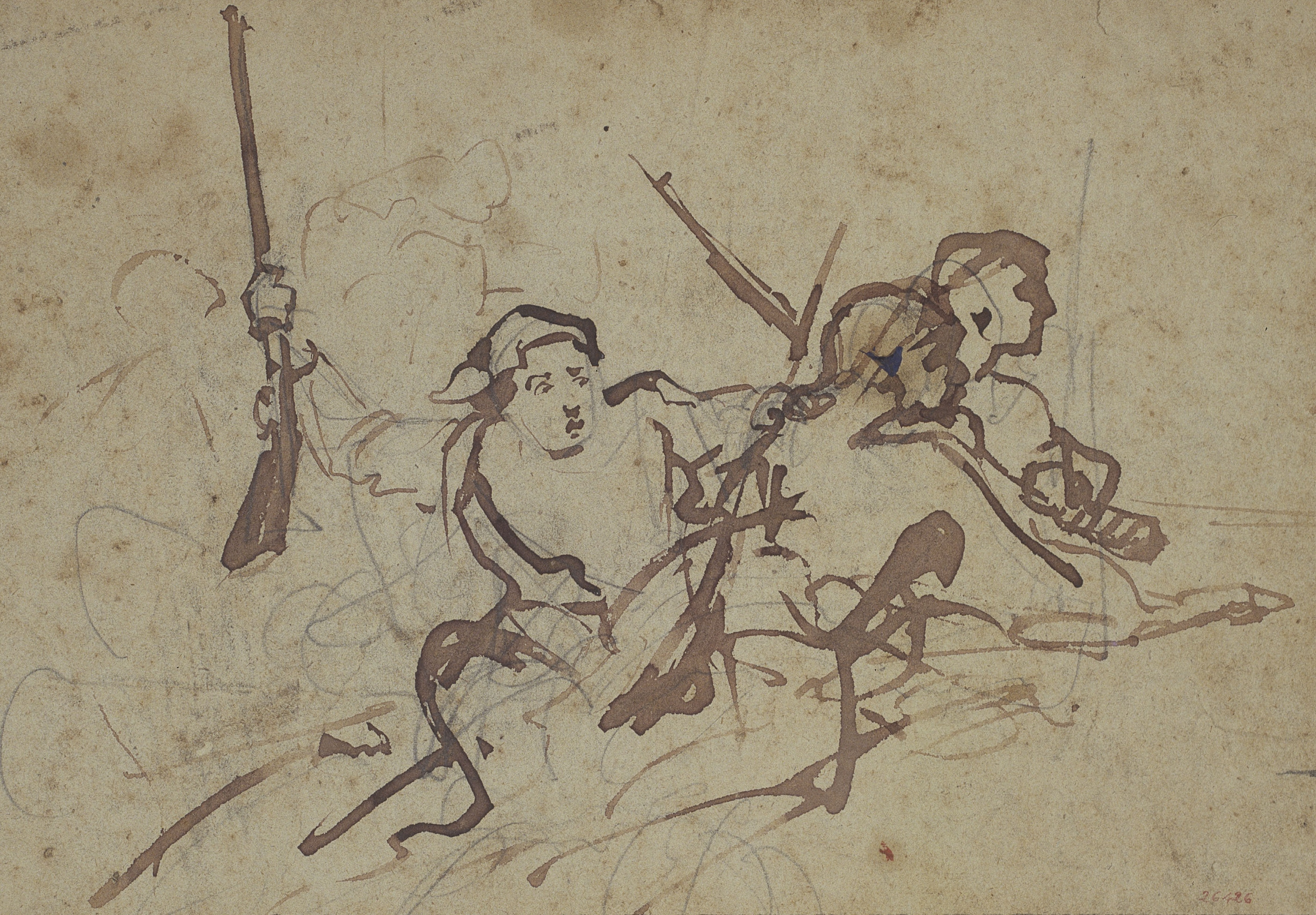 image for: Ramon Martí i Alsina - «El sometent del Bruc». Estudi de figures - Cap a 1866