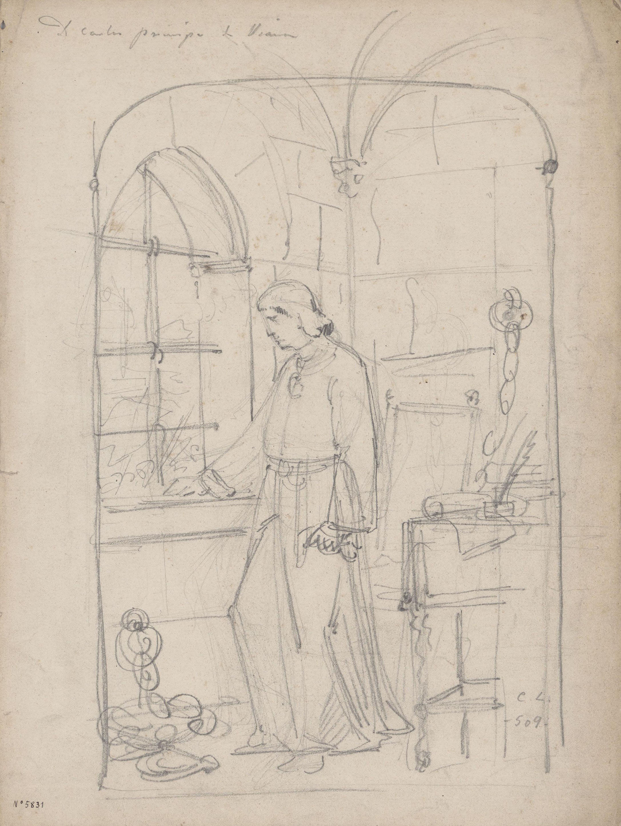 image for: Claudi Lorenzale - Carles, Príncep de Viana, a la presó - Cap a 1840-1860