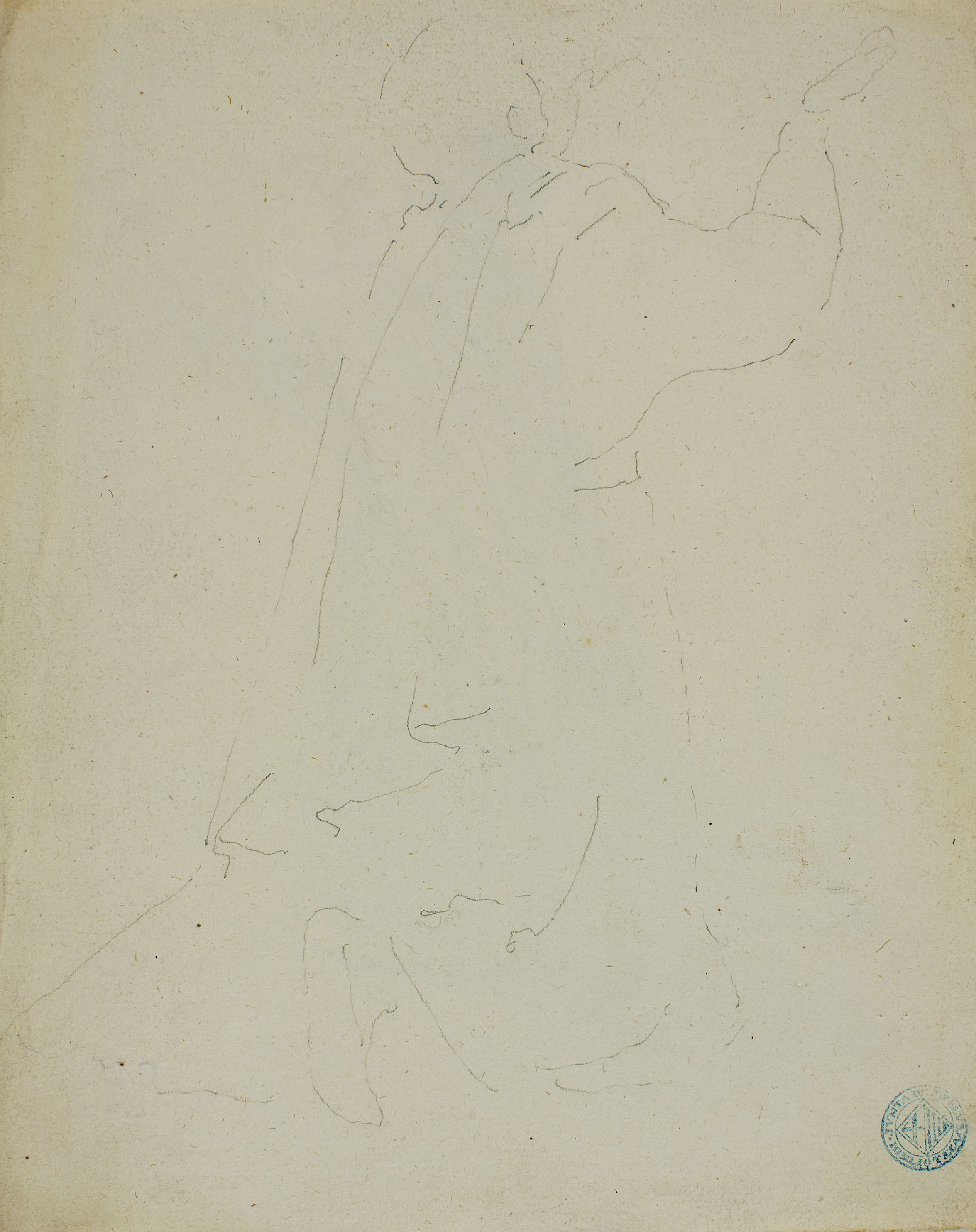 image for: Claudi Lorenzale - Cavaller agenollat en actitud d&#039;implorar (anvers) / Apunt de cavaller agenollat en actitud d&#039;implorar (revers) - Cap a 1860-1870 [1]