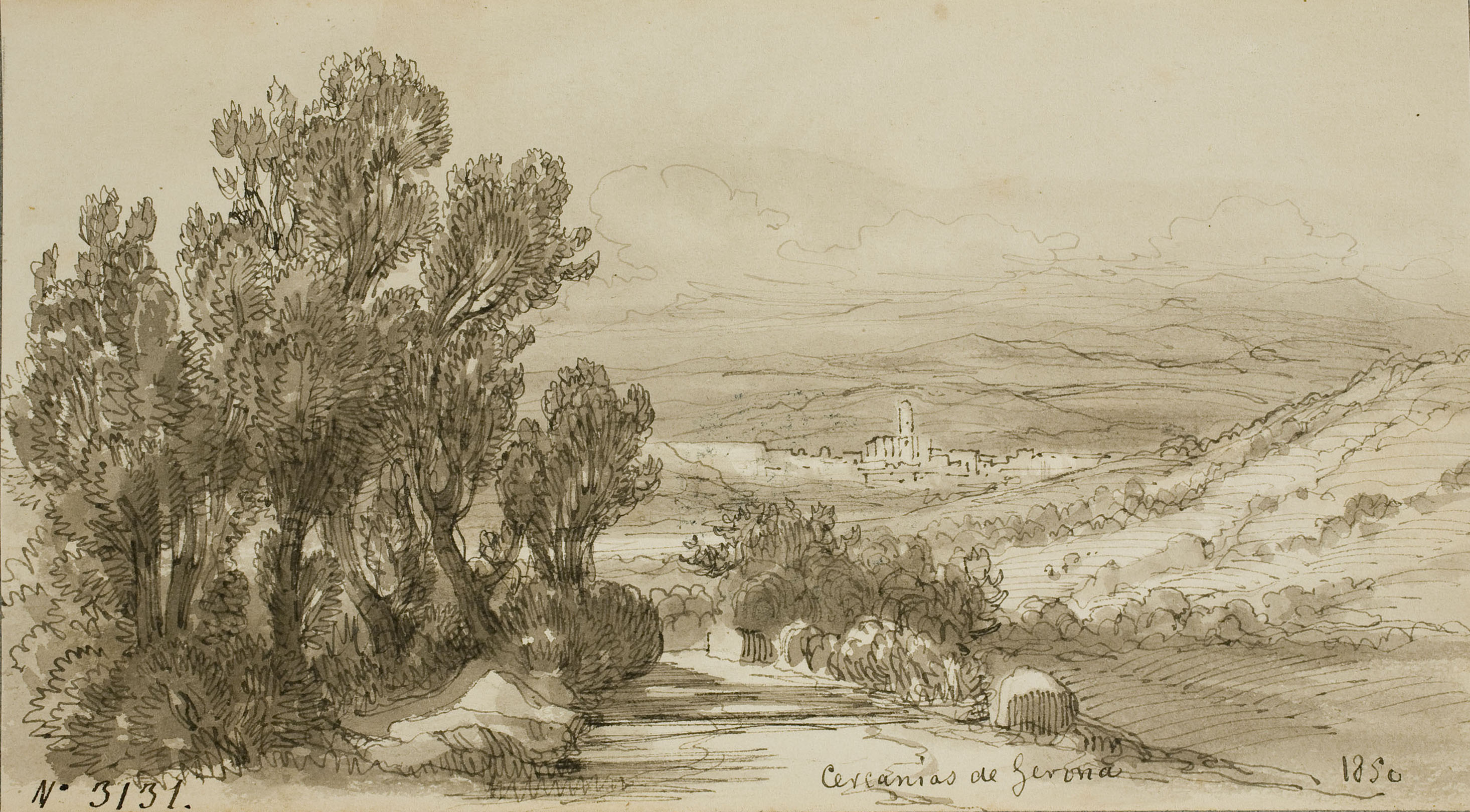 image for: Lluís Rigalt - Cercanías de Gerona - 1850
