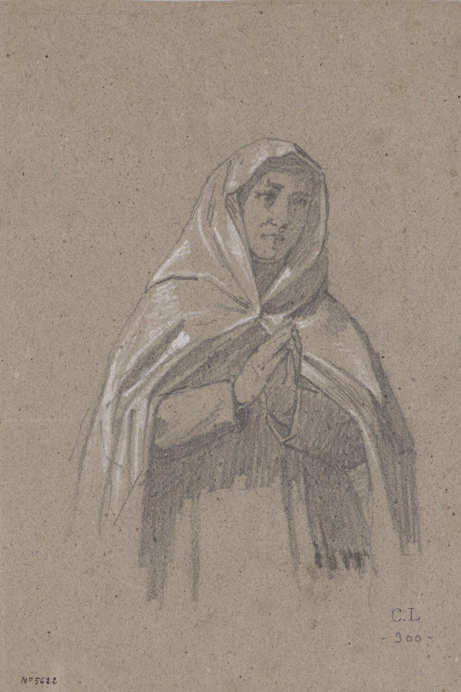 image for: Claudi Lorenzale - Dona en actitud de pregar - Cap a 1850-1870