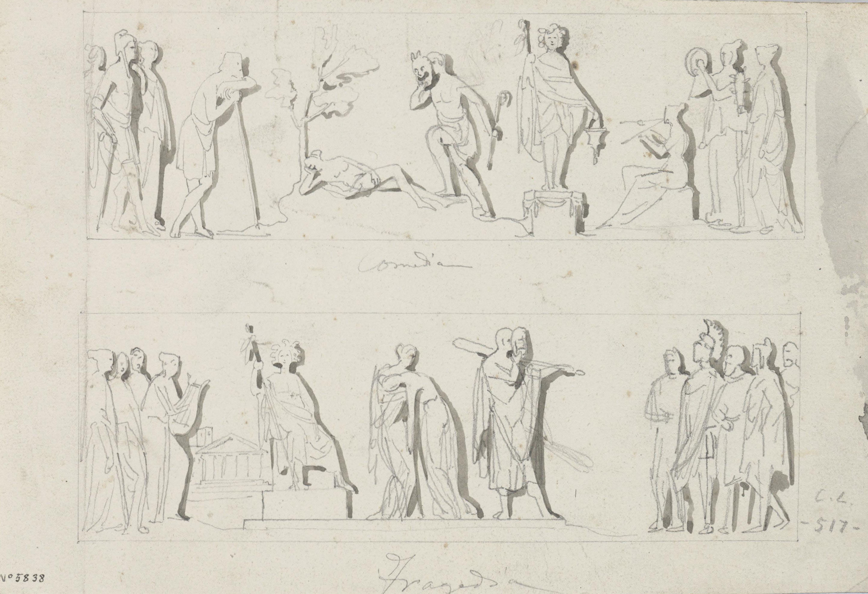 image for: Claudi Lorenzale - Dos frisos: la comèdia i la tragèdia - Cap a 1850-1870