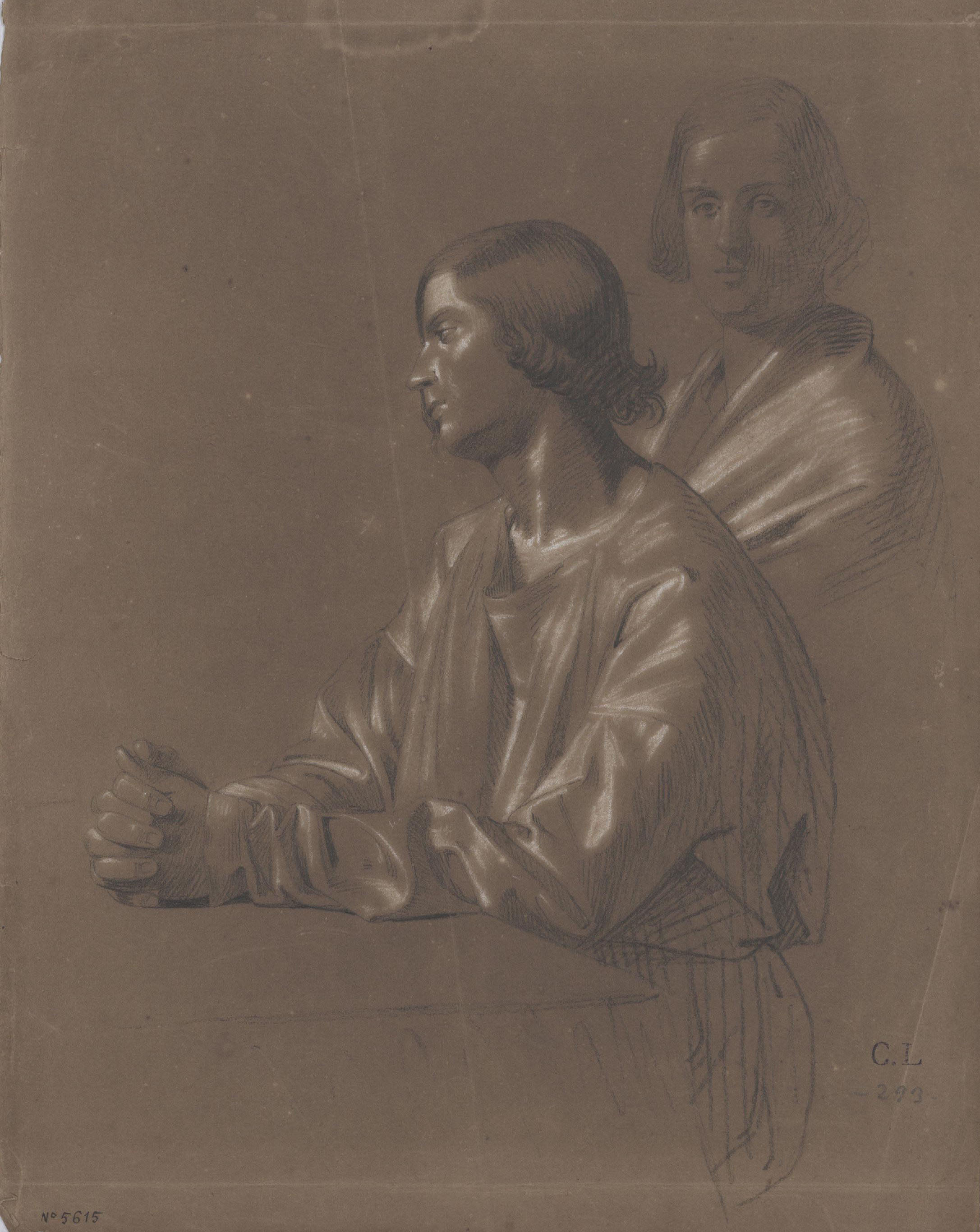 image for: Claudi Lorenzale - Dues figures masculines - Cap a 1850-1870