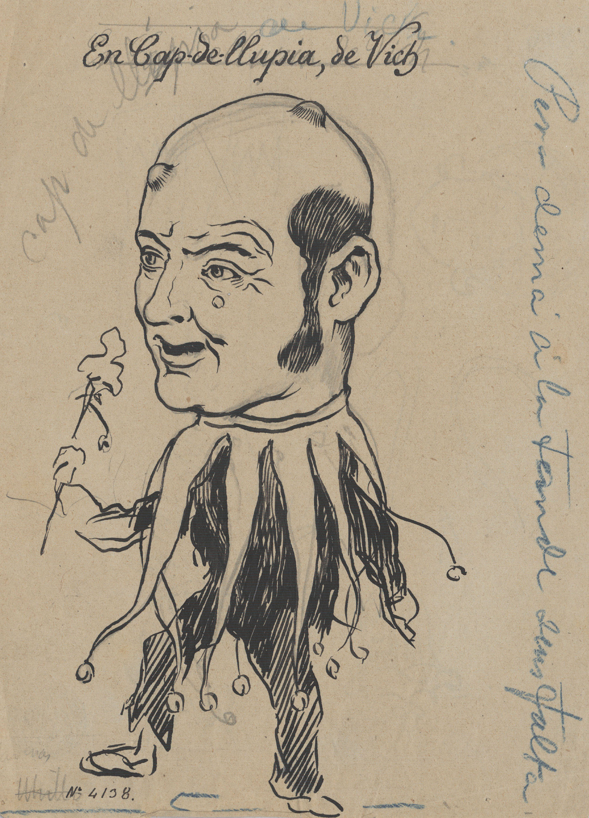 image for: Antoni Utrillo - En Cap-de-llupia, de Vich (anvers) / Croquis de diversos dibuixos i del diable de Berga (revers) - 1902