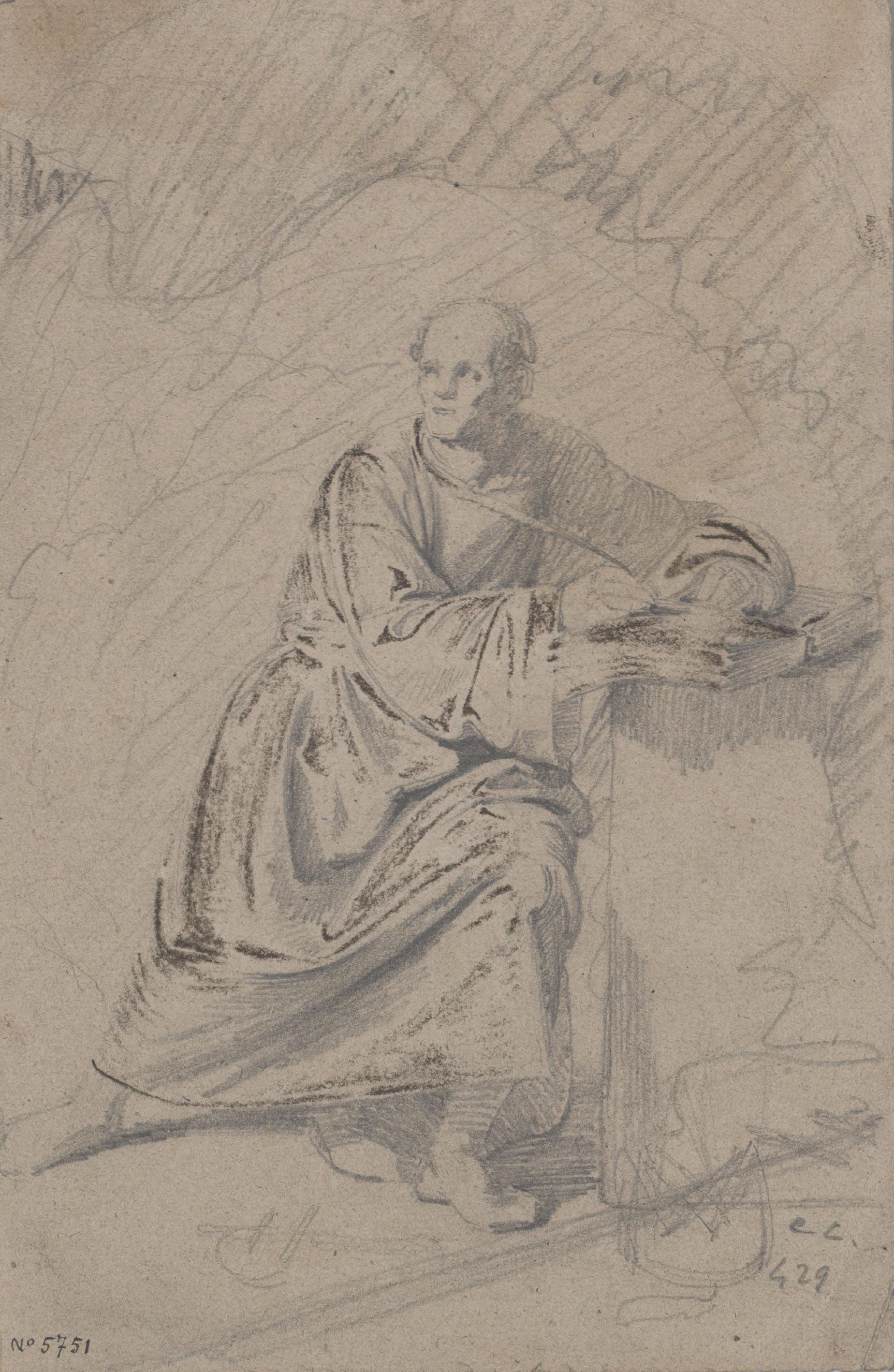 image for: Claudi Lorenzale - Ermità escrivint [?] - Cap a 1850-1870