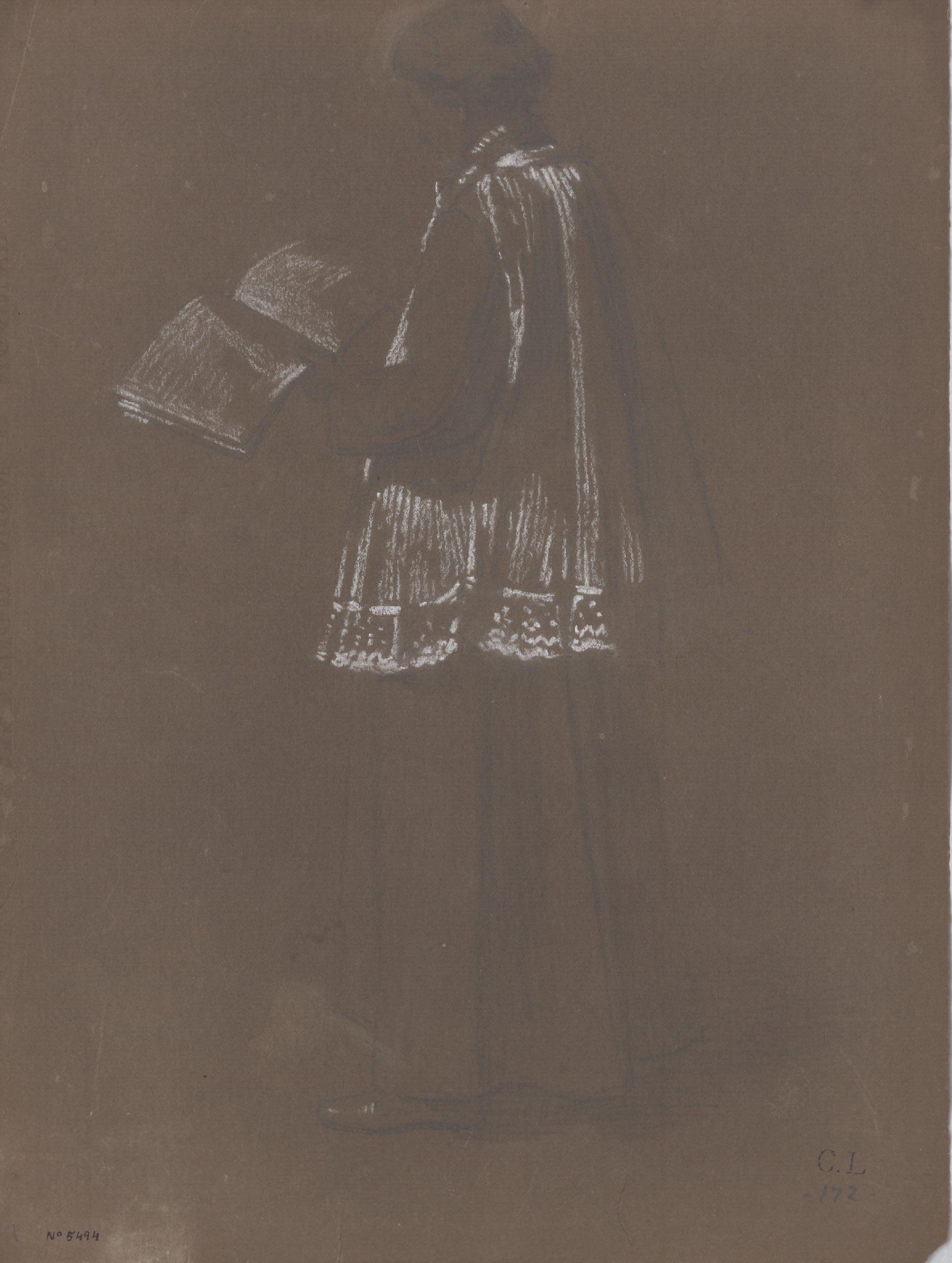 image for: Claudi Lorenzale - Escolà amb un llibre de solfa a les mans - Cap a 1850-1870