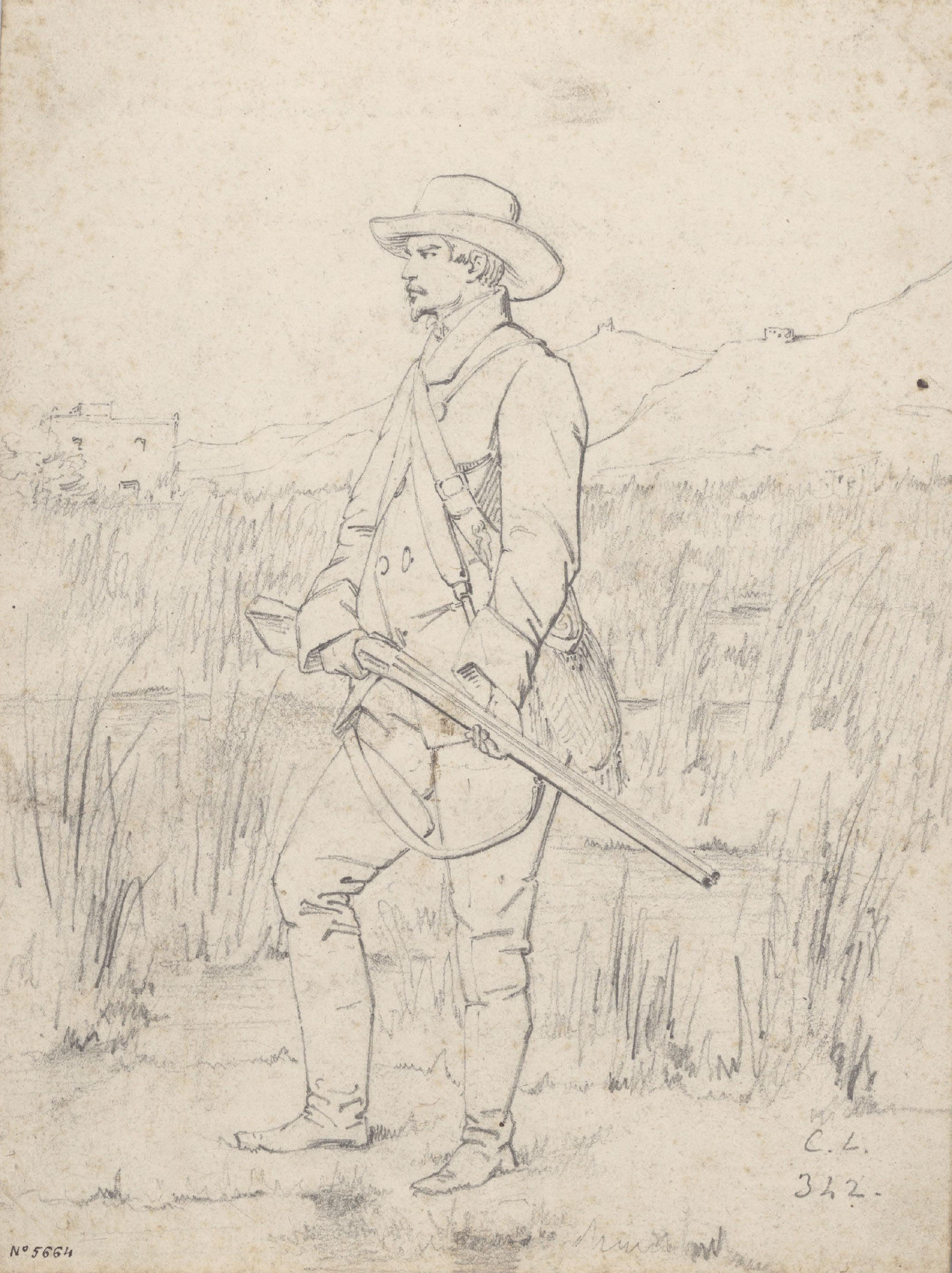 image for: Claudi Lorenzale - Estudi de caçador per al quadre «Caçador» - Cap a 1860-1880