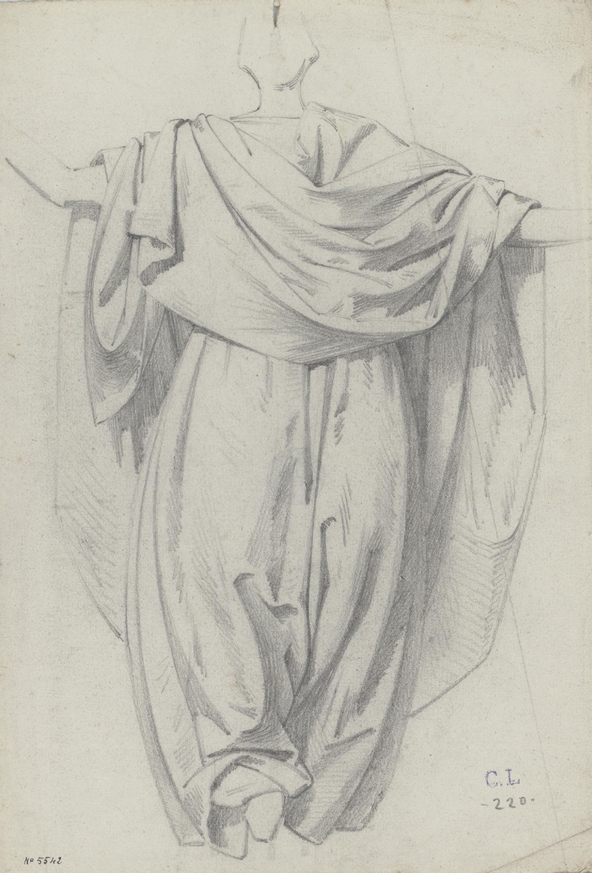 image for: Claudi Lorenzale - Estudi de draperia d&#039;un àngel [?] - Cap a 1850-1855