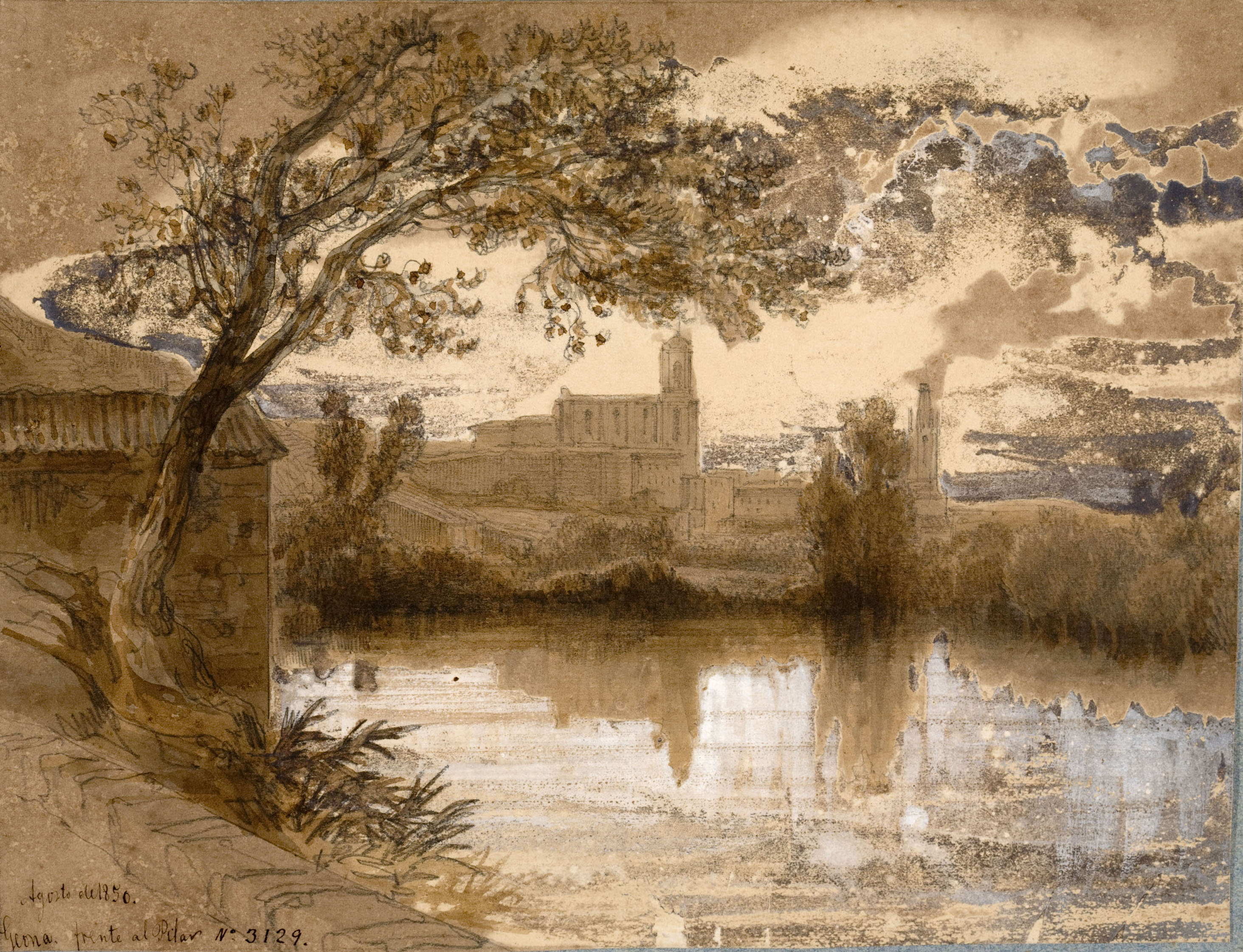 image for: Lluís Rigalt - Gerona frente al Pilar - Agost de 1850