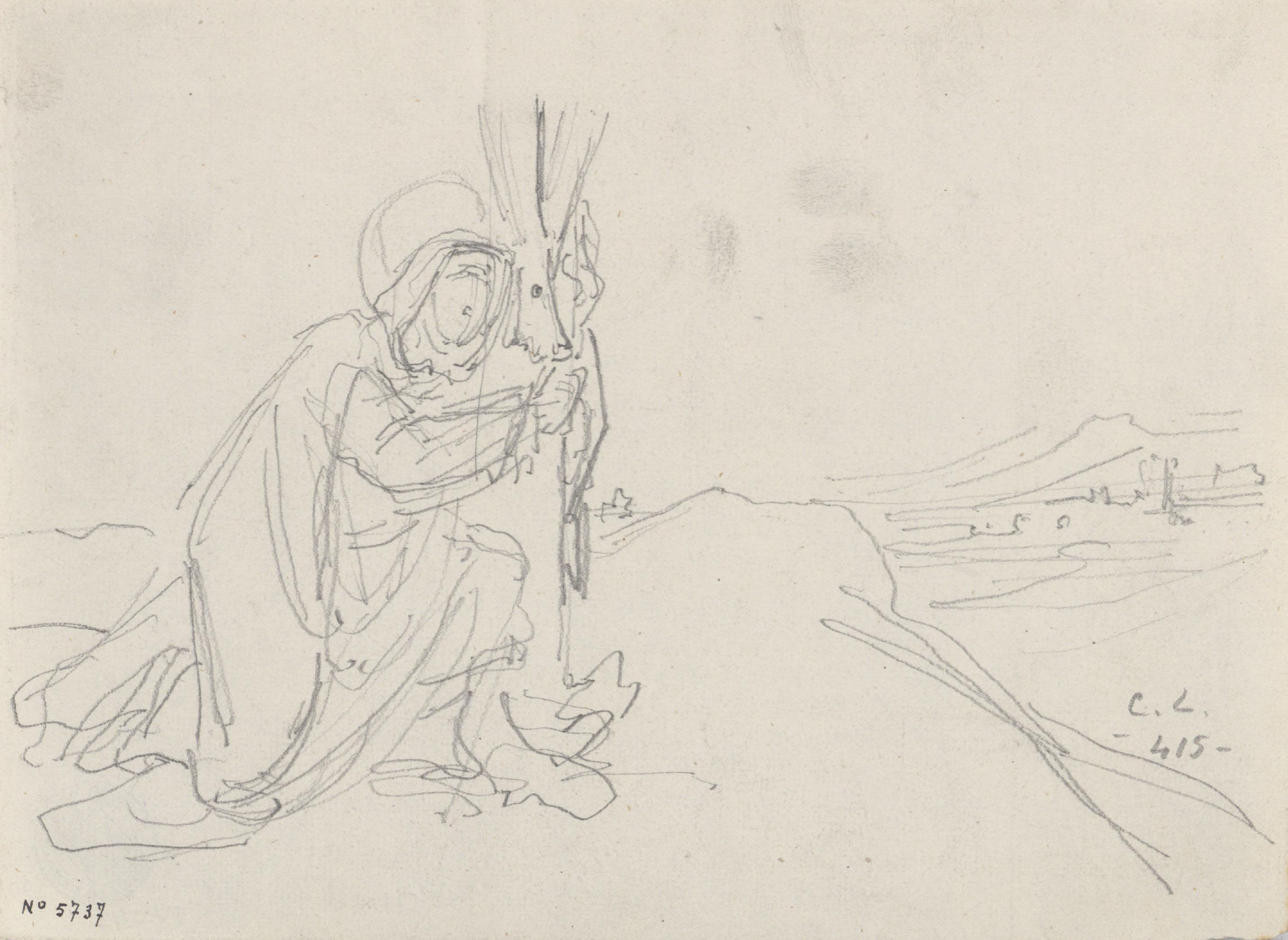 image for: Claudi Lorenzale - Mare de Déu plorant al peu de la creu - Cap a 1850-1870