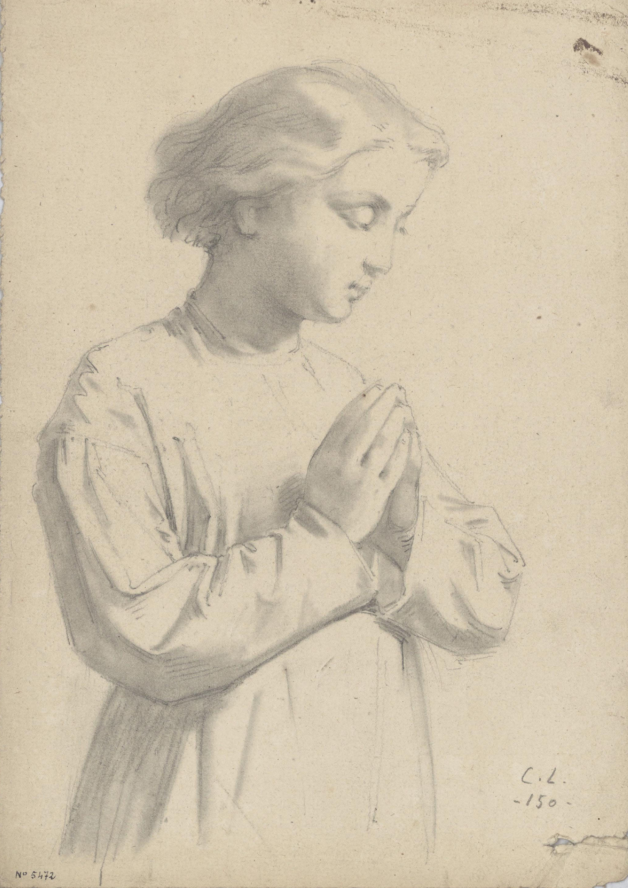 image for: Claudi Lorenzale - Un nen pregant (anvers) / Un nen pregant (revers) - Cap a 1850-1870