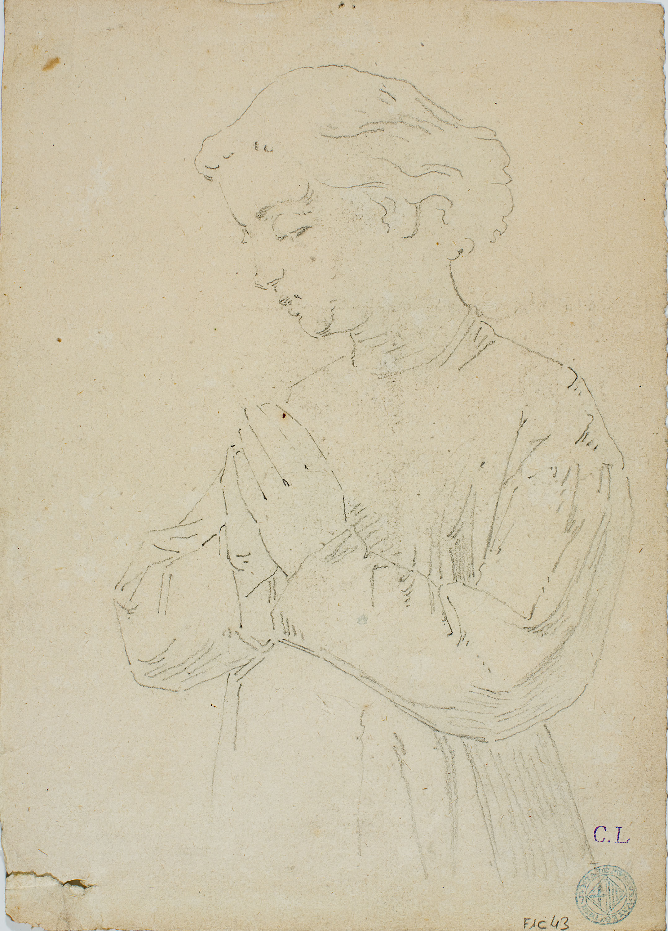 image for: Claudi Lorenzale - Un nen pregant (anvers) / Un nen pregant (revers) - Cap a 1850-1870 [1]