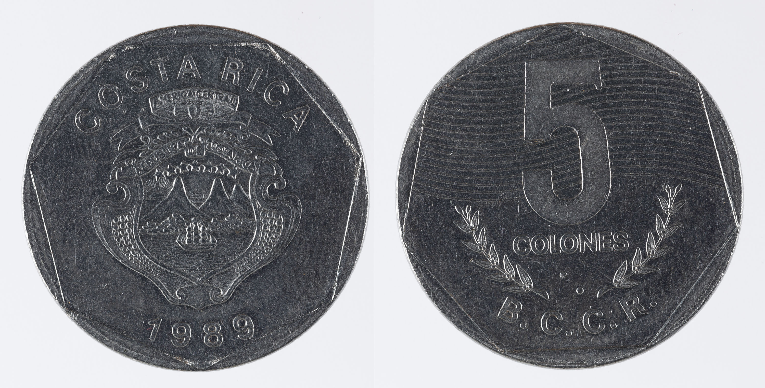 image for: República de Costa Rica - 5 colons - 1989