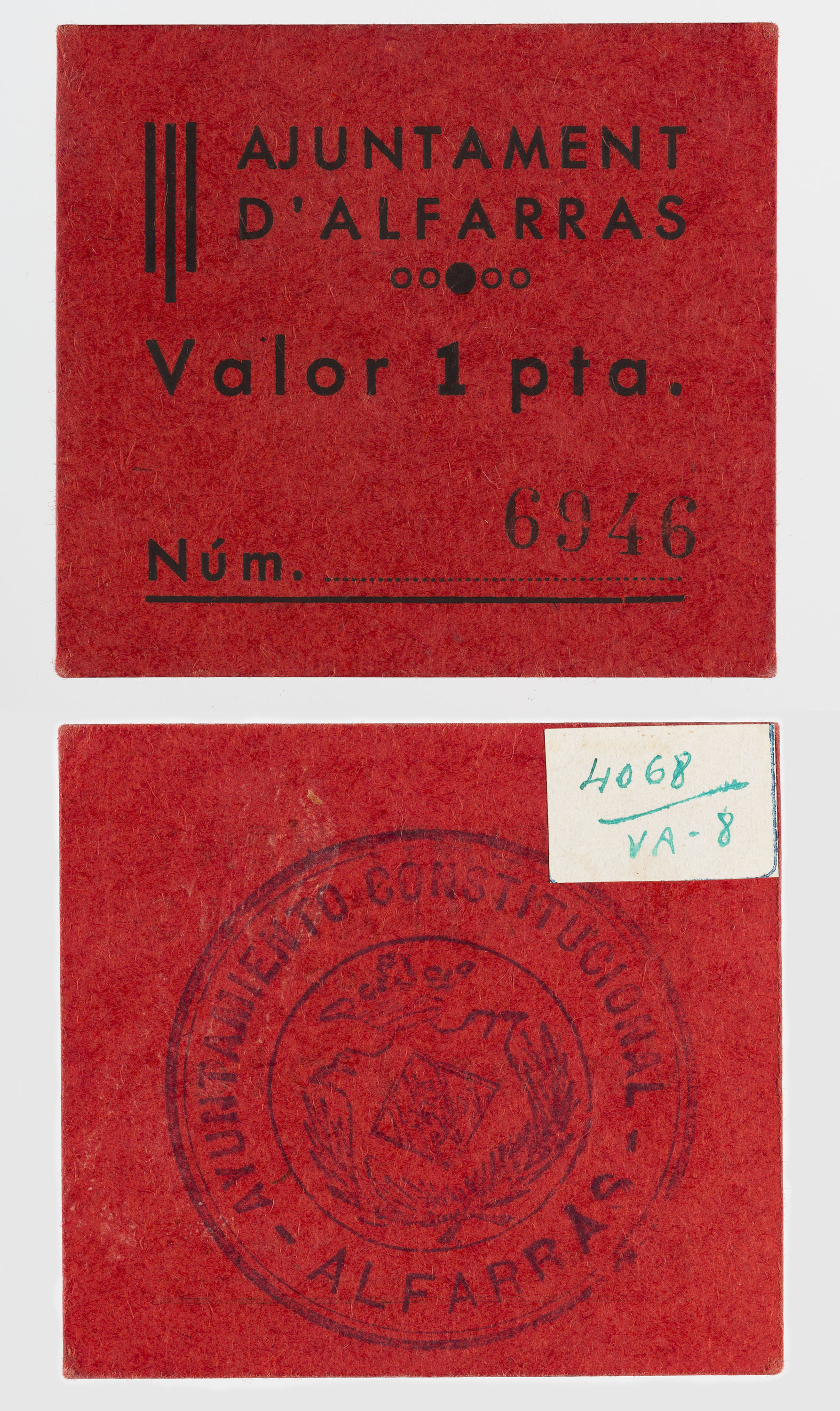 image for: Ajuntament d&#039;Alfarràs - 1 pesseta - 1937