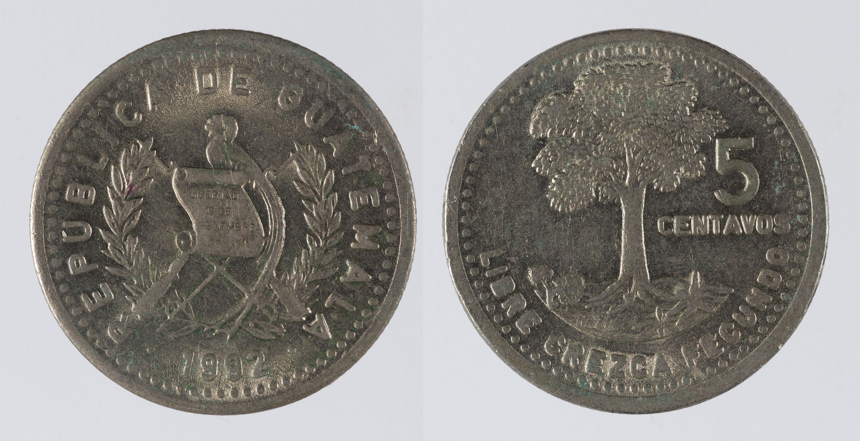 image for: República de Guatemala - 5 centaus - 1992