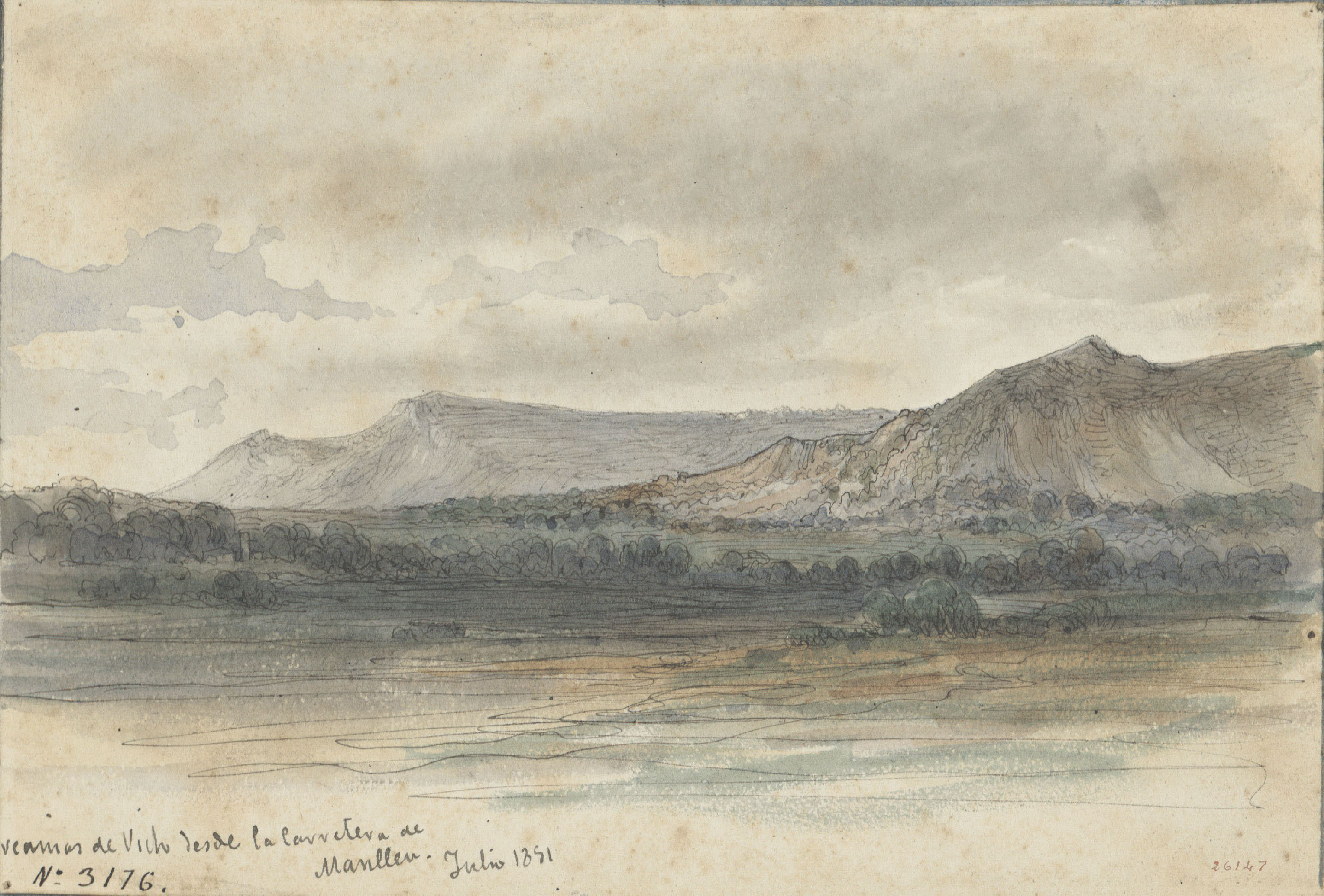image for: Lluís Rigalt - Cercanías de Vich desde la carretera de Manlleu - Juliol de 1851