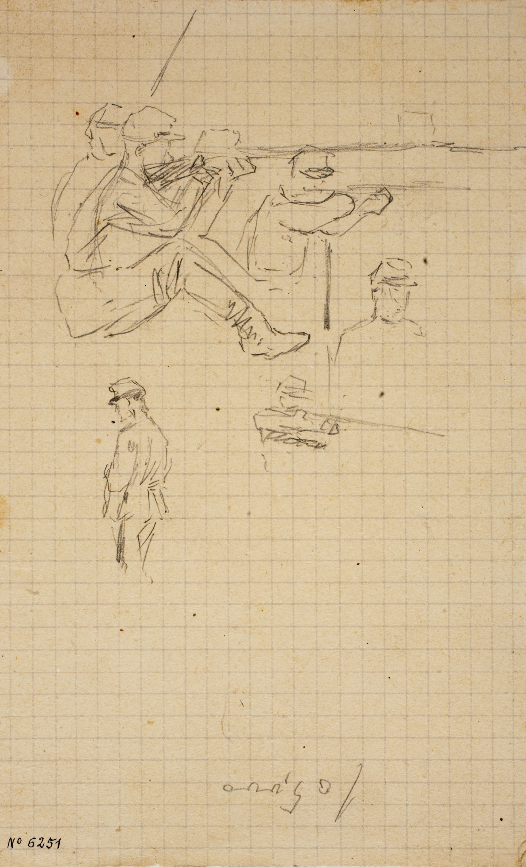 image for: Josep Lluís Pellicer - Apunt de soldats disparant - Cap a 1872-1876