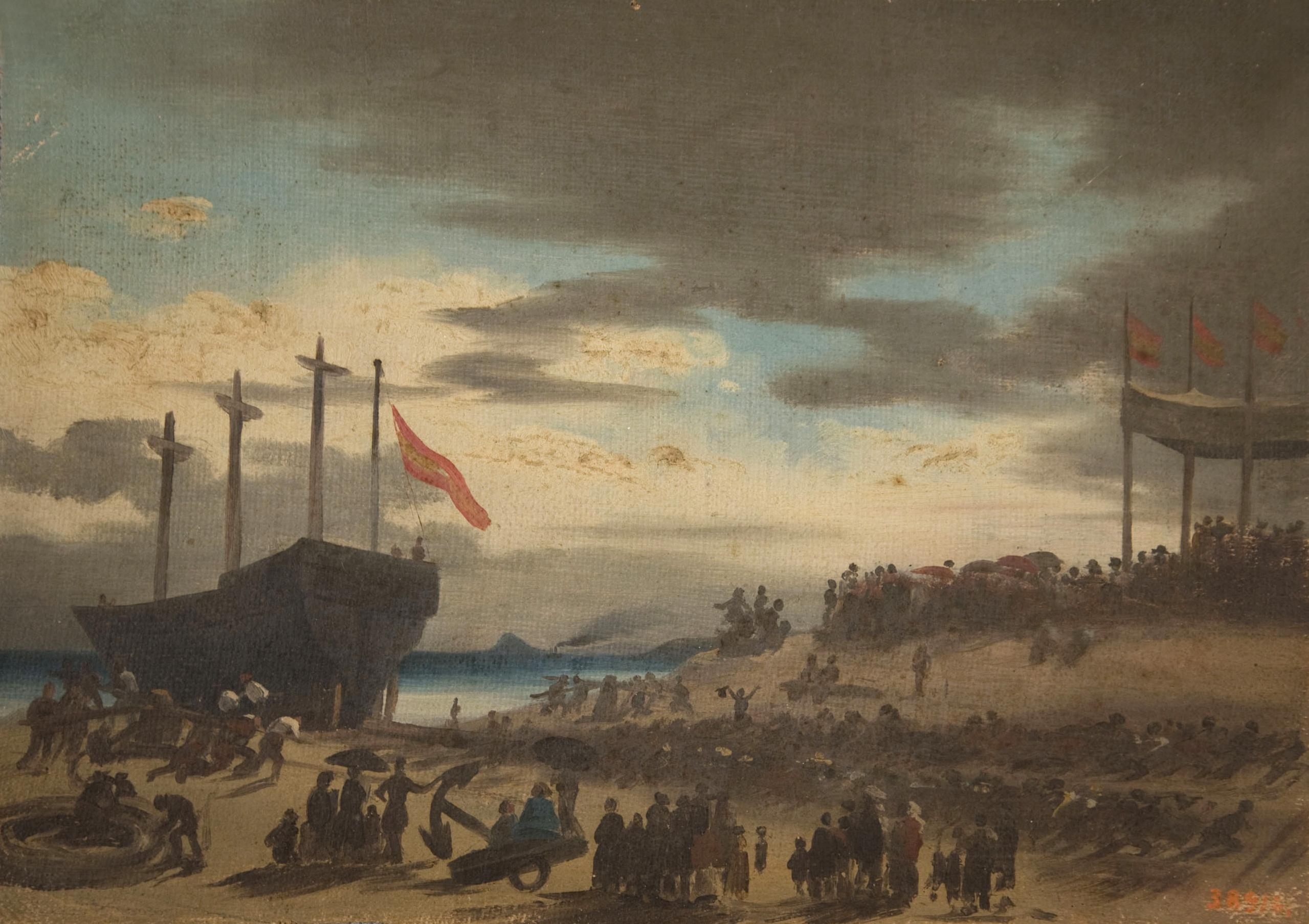 image for: Claudi Lorenzale - «Avarada d&#039;un galió» - Segona meitat del segle XIX