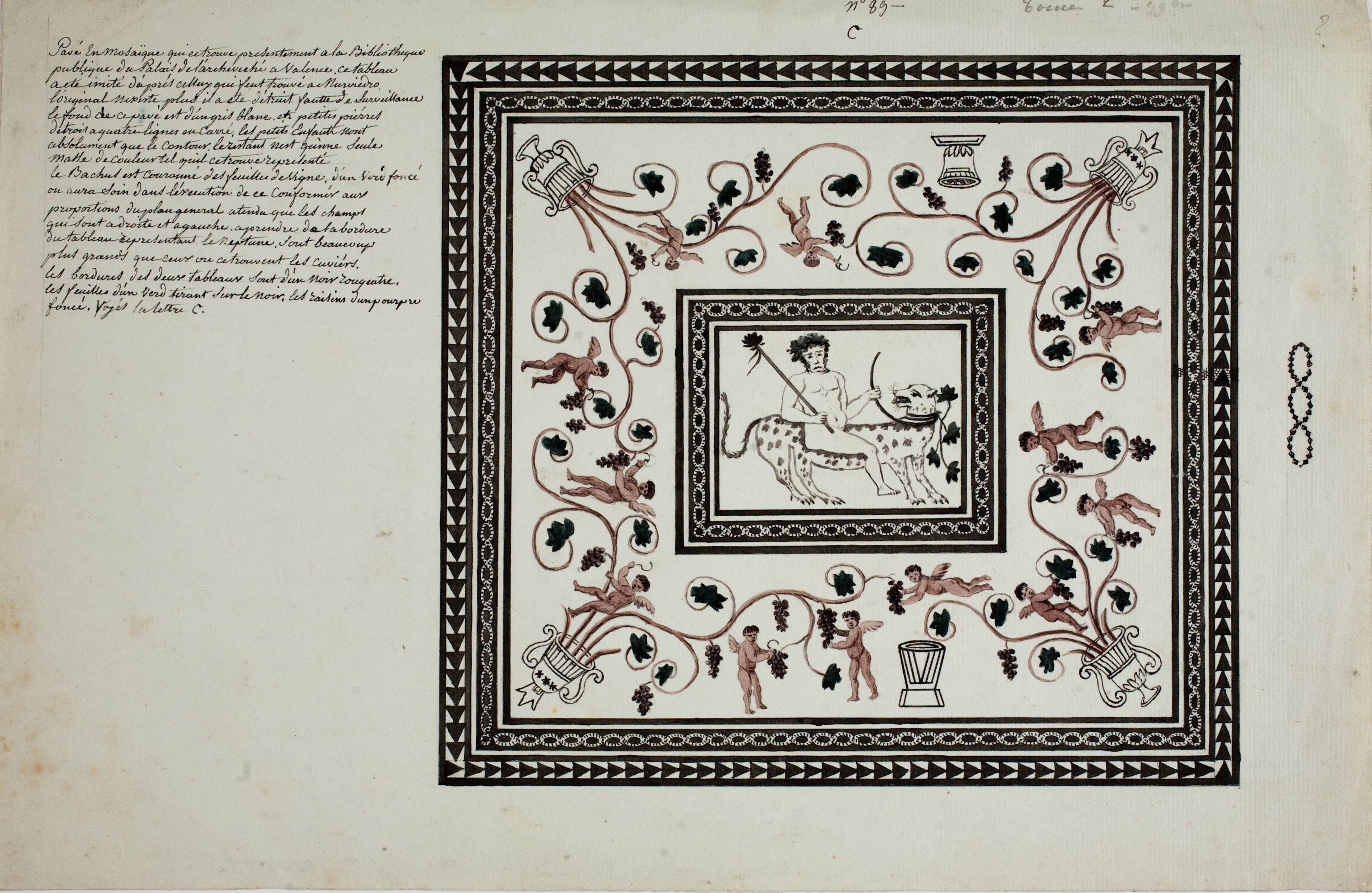 image for: Anònim - Còpia d&#039;un mosaic trobat a Morvedre (Sagunt) - Cap a 1801-1803