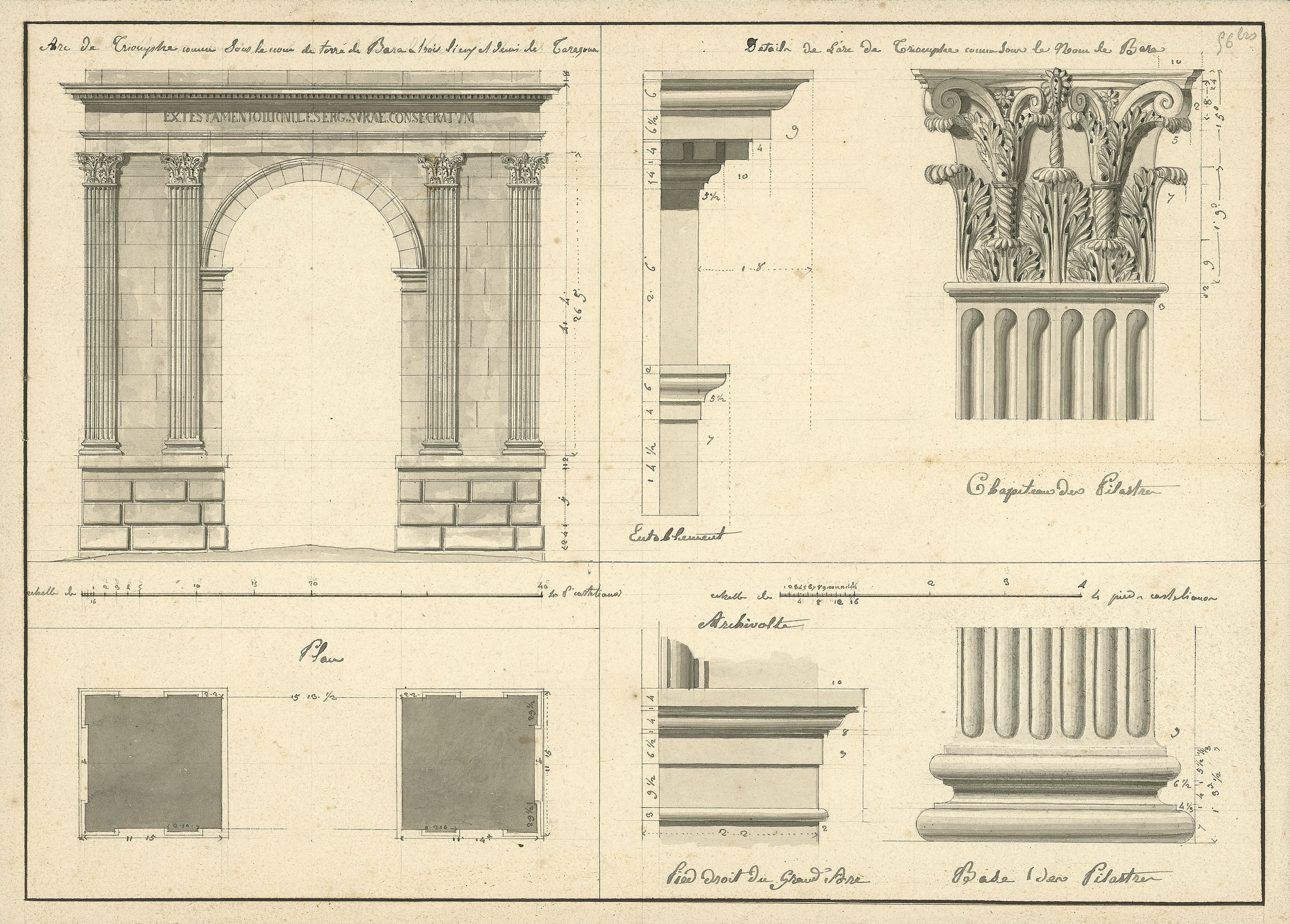 image for: Jacques Moulinier - Alçat, seccions i detall de l&#039;arc de Berà - Cap a 1801-1803