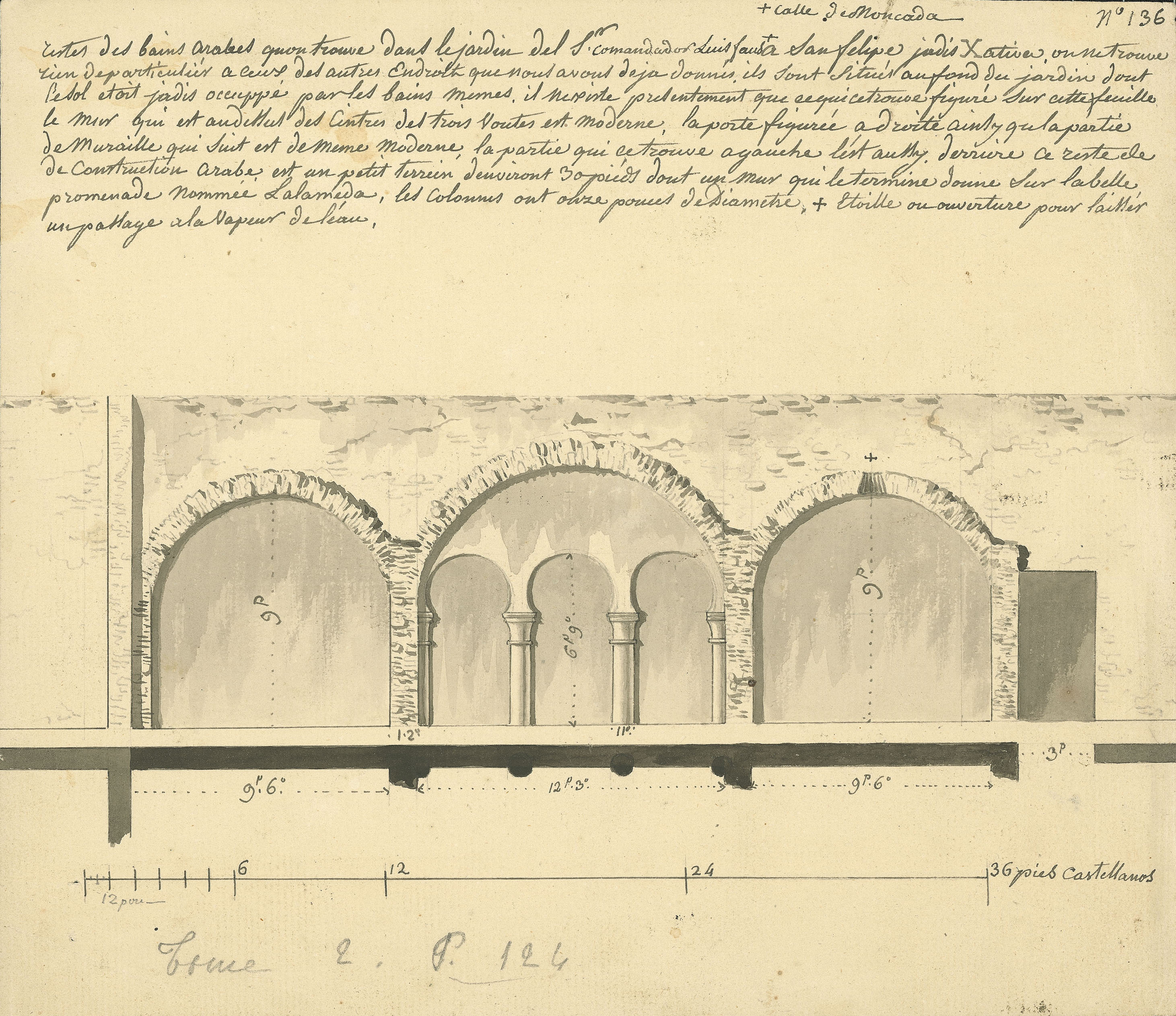 image for: Jacques Moulinier - Detall dels arcs dels banys àrabs de Xàtiva - Cap a 1801-1803