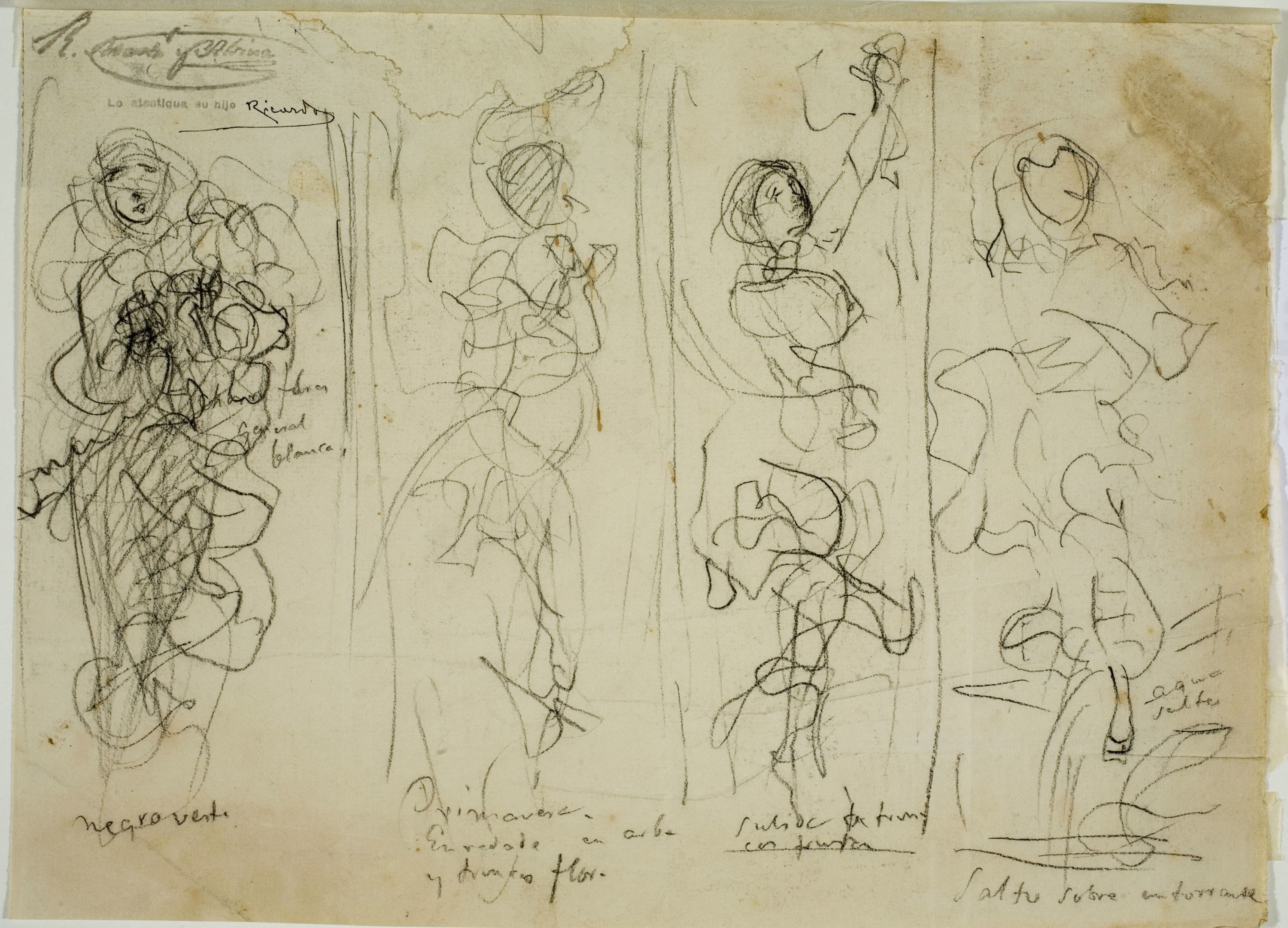 image for: Ramon Martí i Alsina - Croquis de quatre figures per un paravent amb les quatre estacions - Cap a 1870-1880