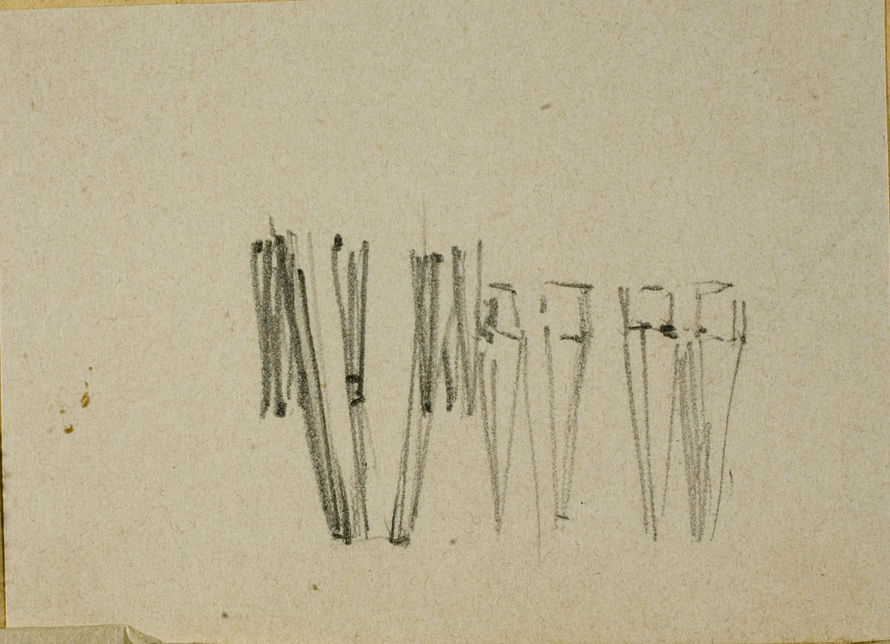 image for: Ramon Martí i Alsina - Croquis inconcret (puntes de llança[?]) - Cap a 1863-1864