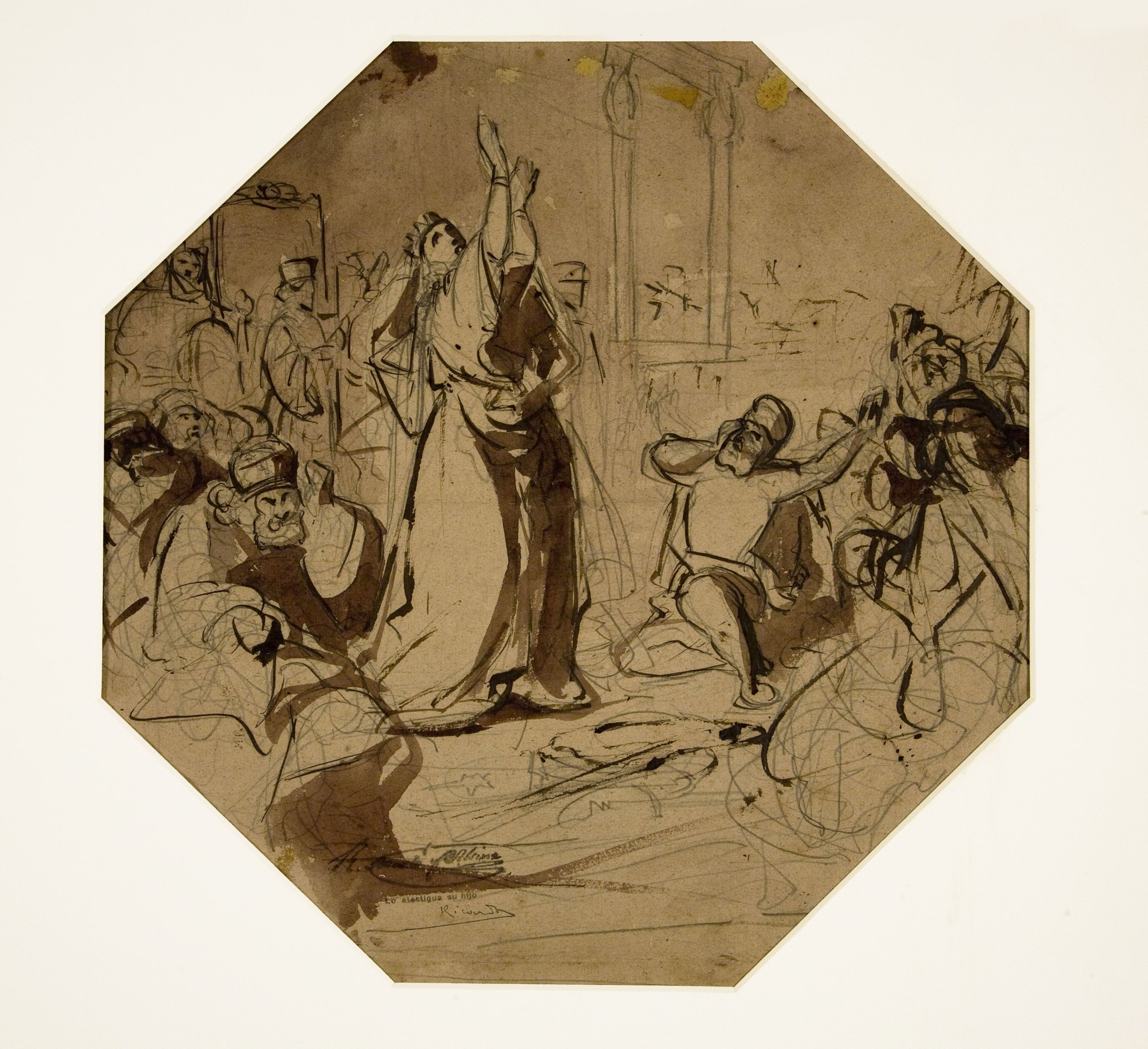 image for: Ramon Martí i Alsina - Dibuix preparatori per a les pintures del sostre del Liceu de Barcelona - Cap a 1862