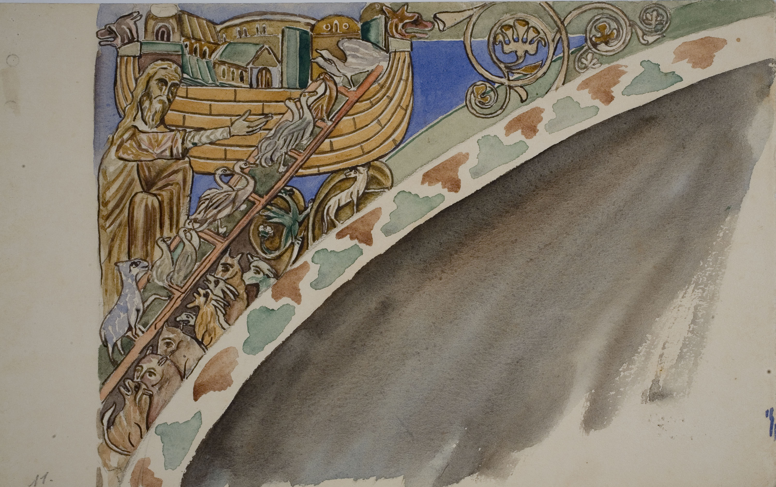 image for: Lluís Domènech i Montaner - Còpia de les pintures de Sixena: Entrada d&#039;animals a l&#039;arca de Noè - 1918
