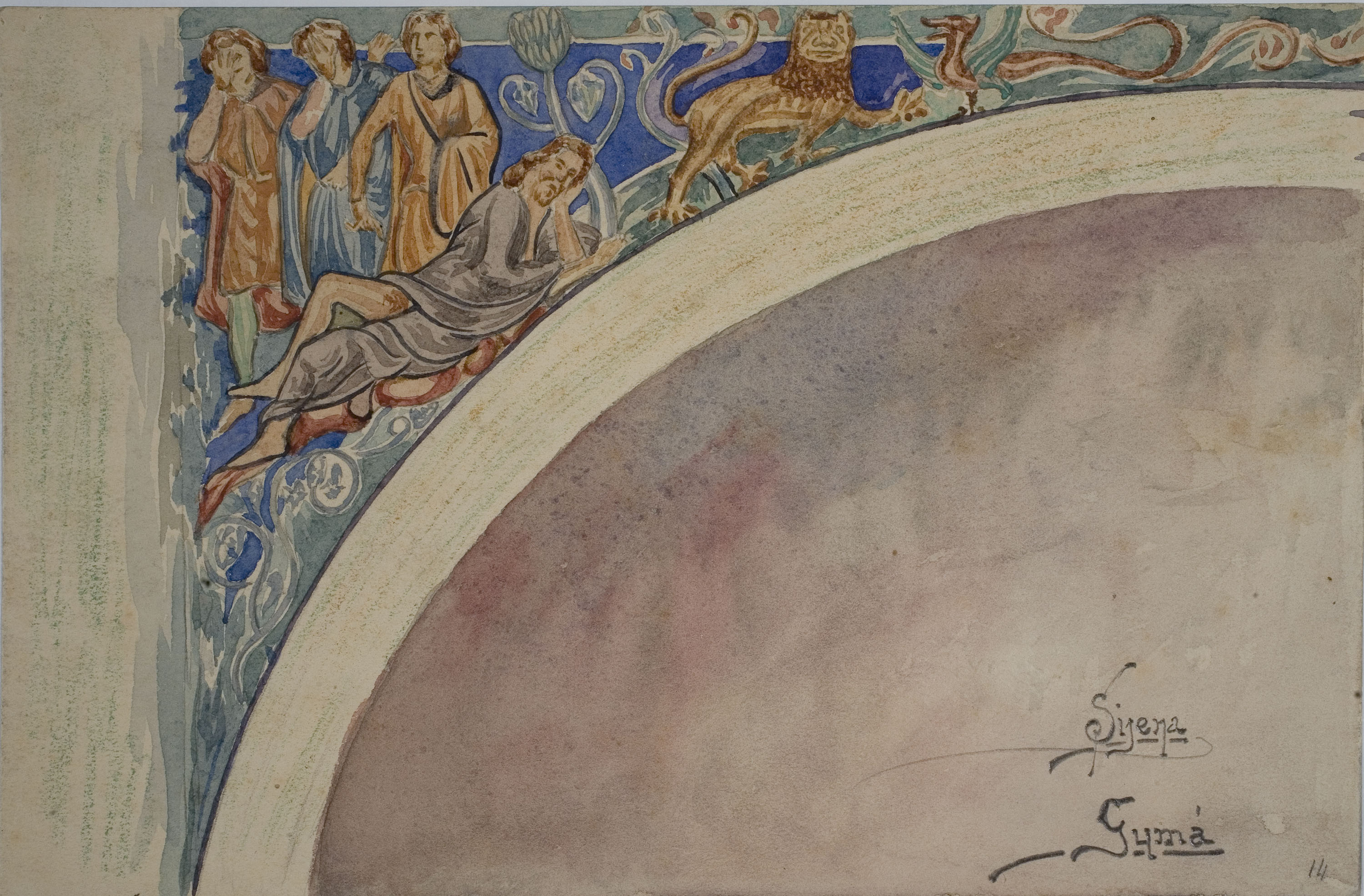 image for: Lluís Domènech i Montaner - Còpia de les pintures de Sixena: Embriaguesa de Noè - 1918