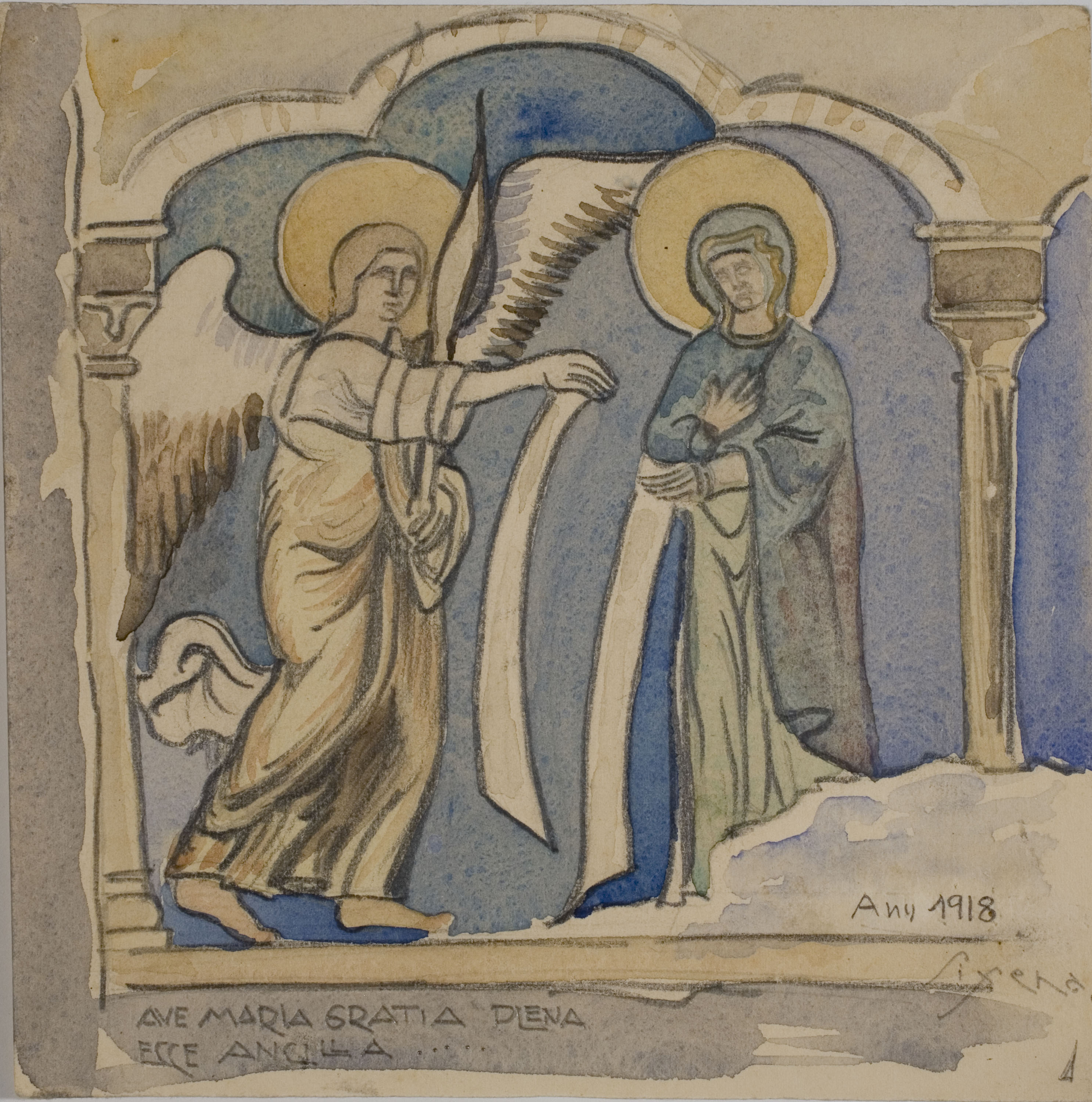 image for: Lluís Domènech i Montaner - Còpia de les pintures de Sixena: Anunciació - 1918