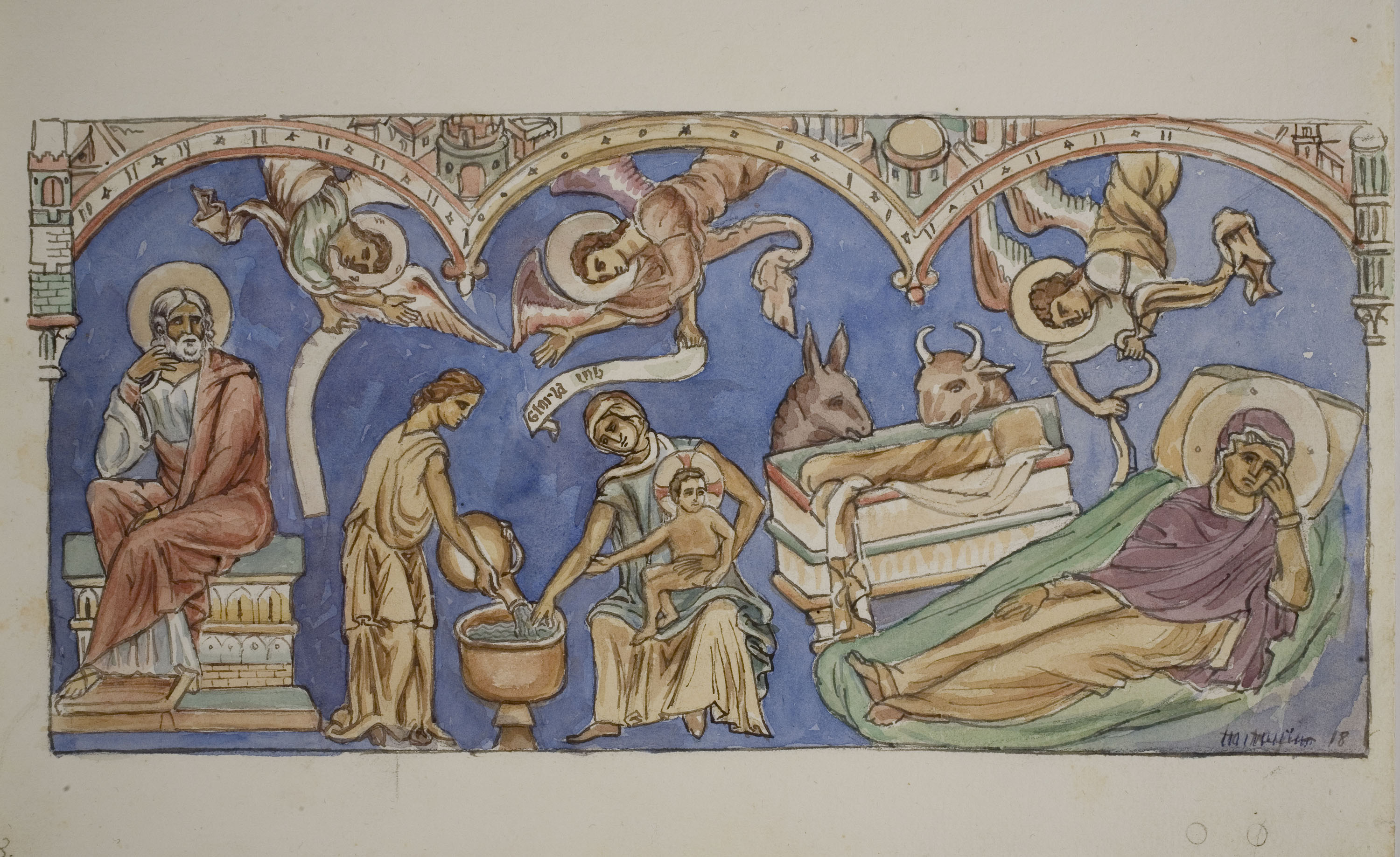 image for: Lluís Domènech i Montaner - Còpia de les pintures de Sixena: Naixement - 1918