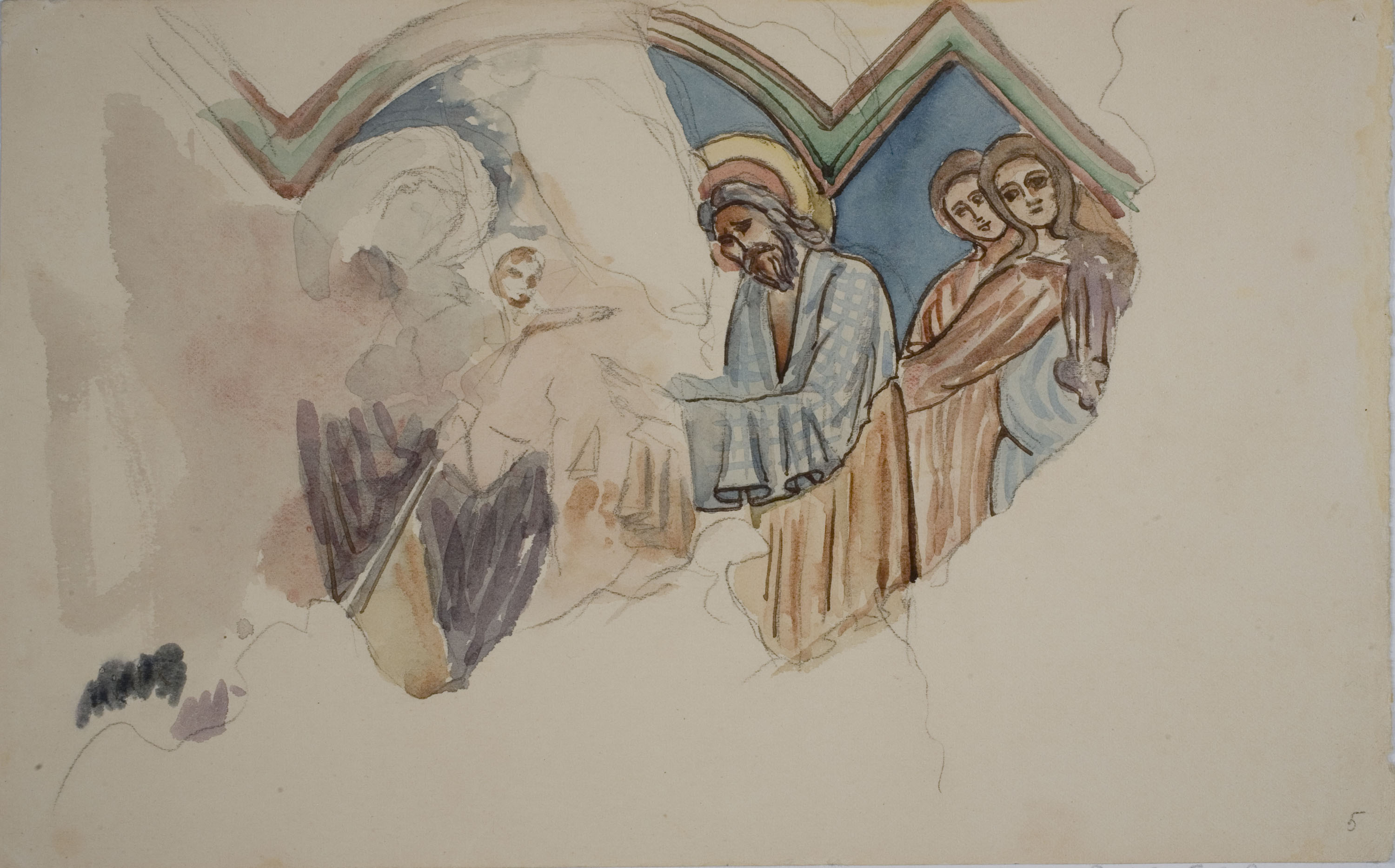 image for: Lluís Domènech i Montaner - Còpia de les pintures de Sixena: Presentació al temple - 1918