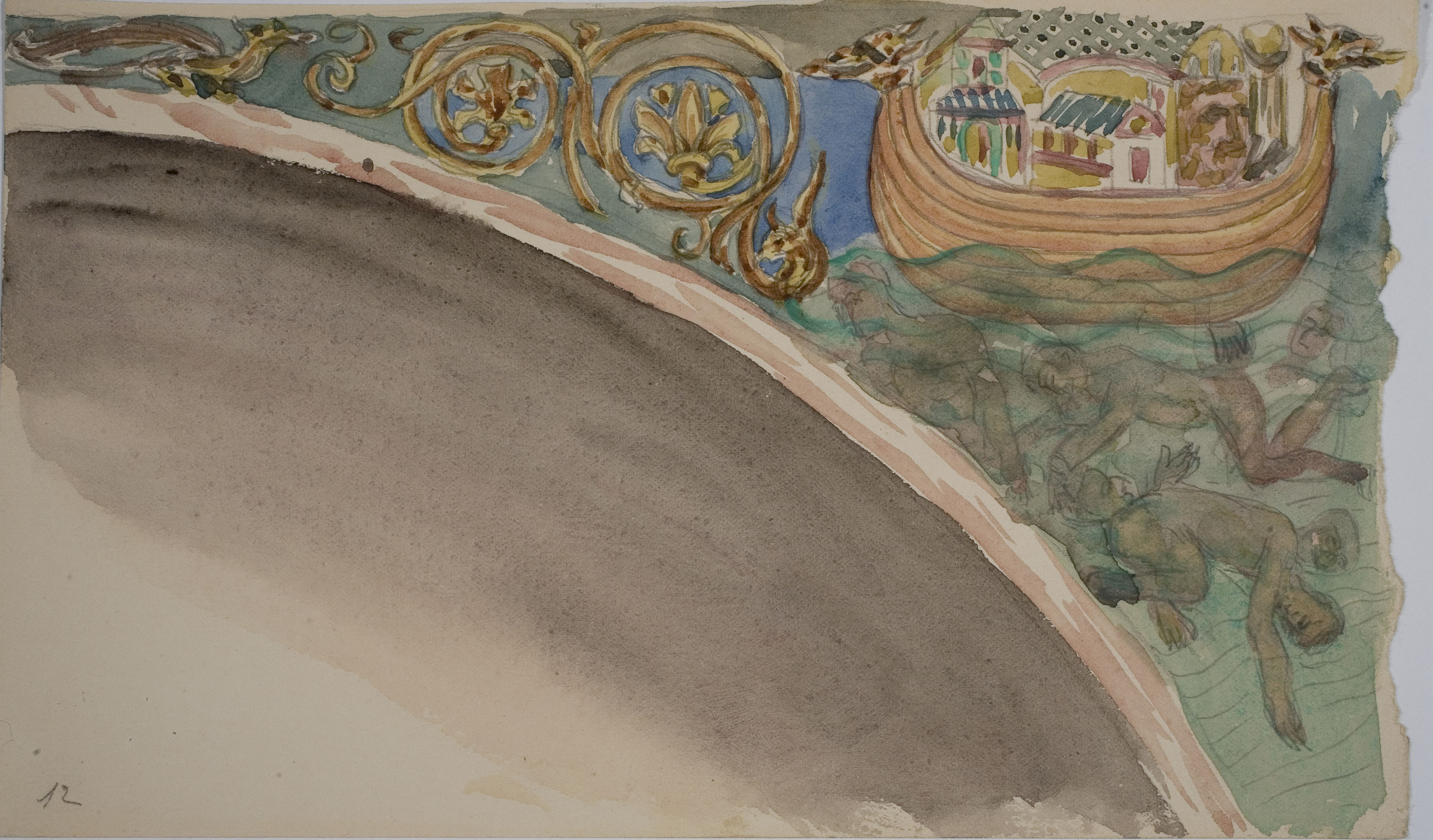 image for: Lluís Domènech i Montaner - Còpia de les pintures de Sixena: Retorn del colom després del diluvi - 1918
