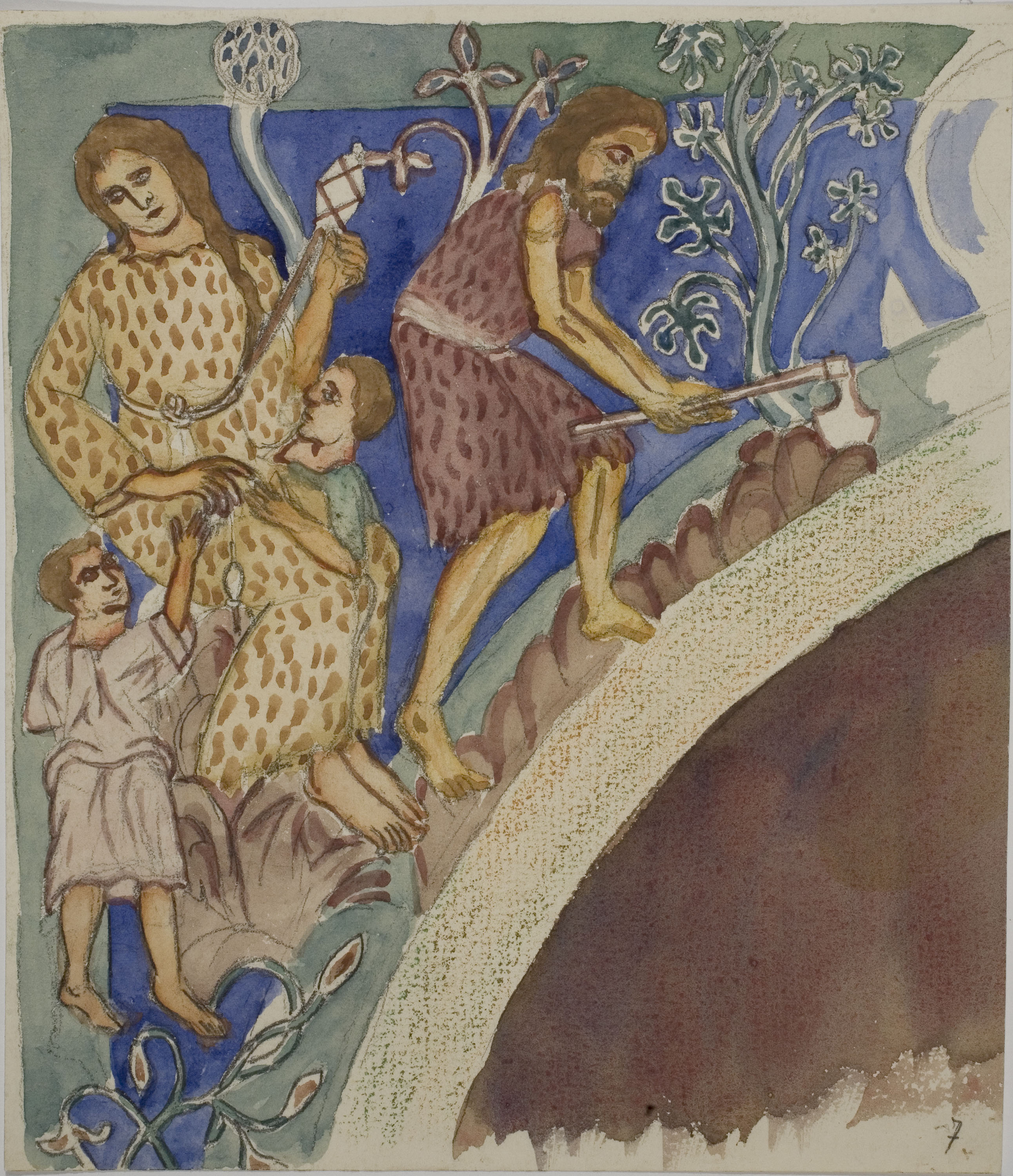 image for: Lluís Domènech i Montaner - Còpia de les pintures de Sixena: Treball d&#039;Adam i Eva - 1918