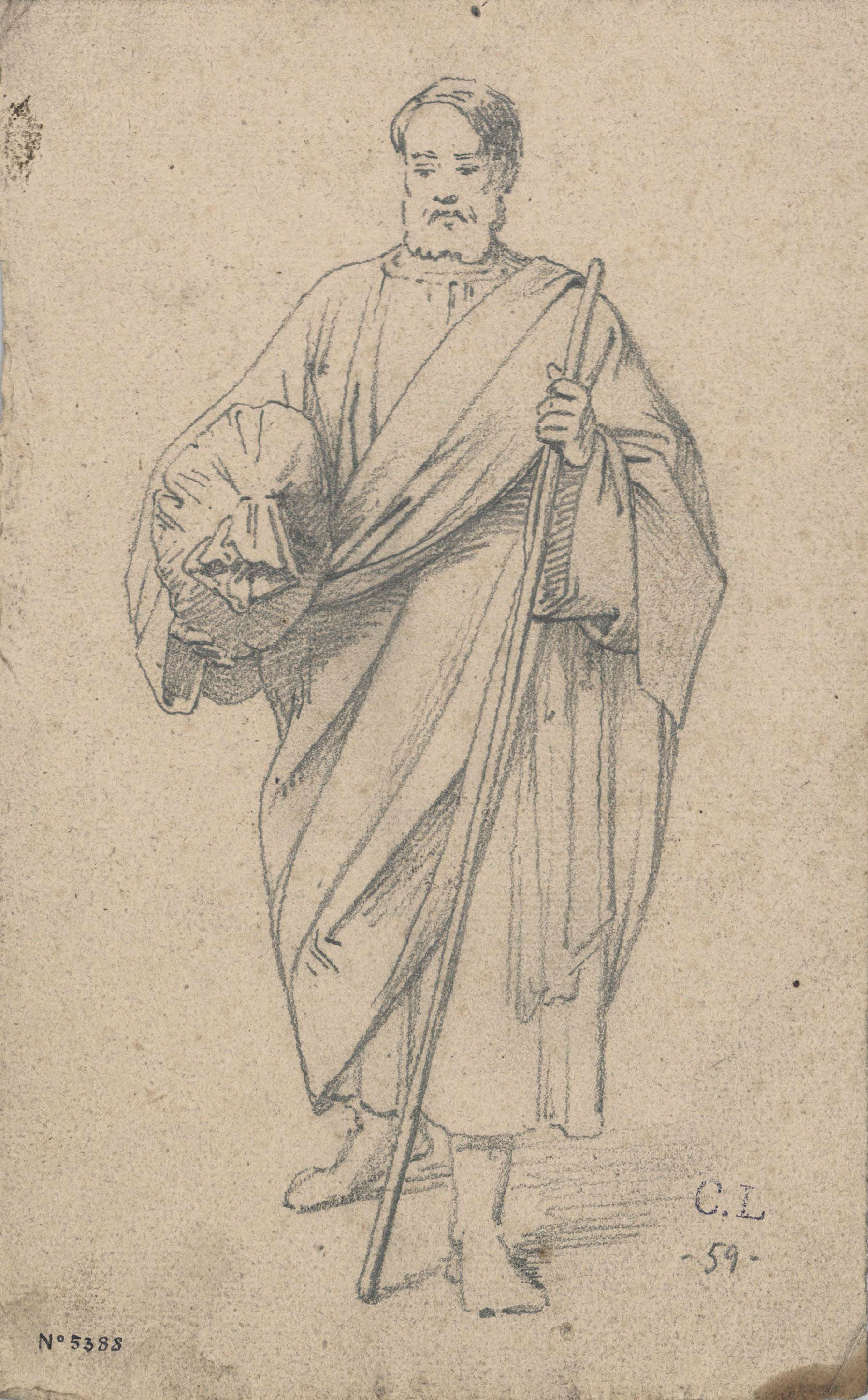 image for: Claudi Lorenzale - Estudi d&#039;home amb un farcell a la mà (anvers) / Estudi d&#039;home amb un farcell a la mà (revers) - Cap a 1850-1870