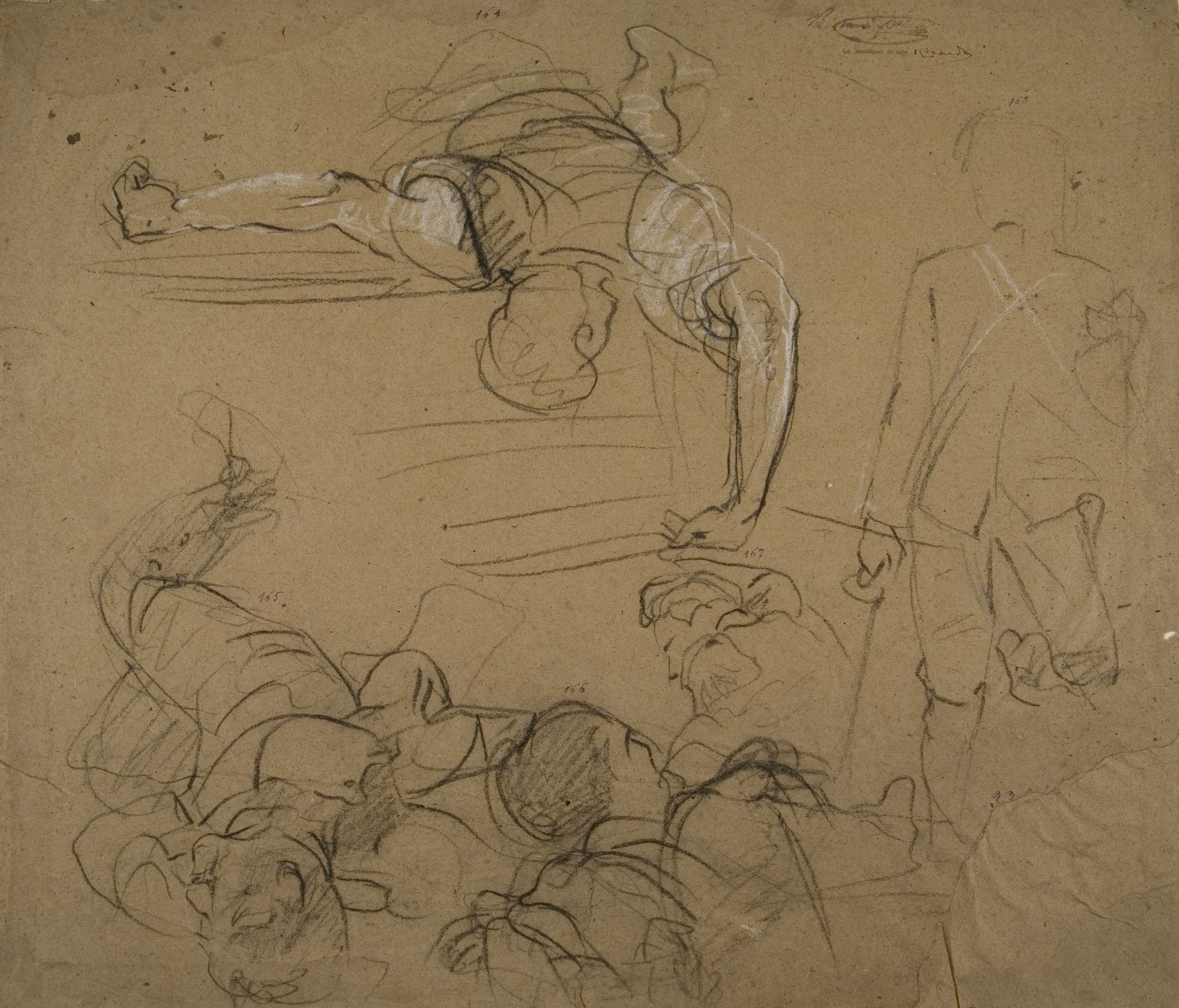 image for: Ramon Martí i Alsina - Grup de ferits i apunt de soldat per al quadre «La Companyia de Santa Bàrbara» - Cap a 1891