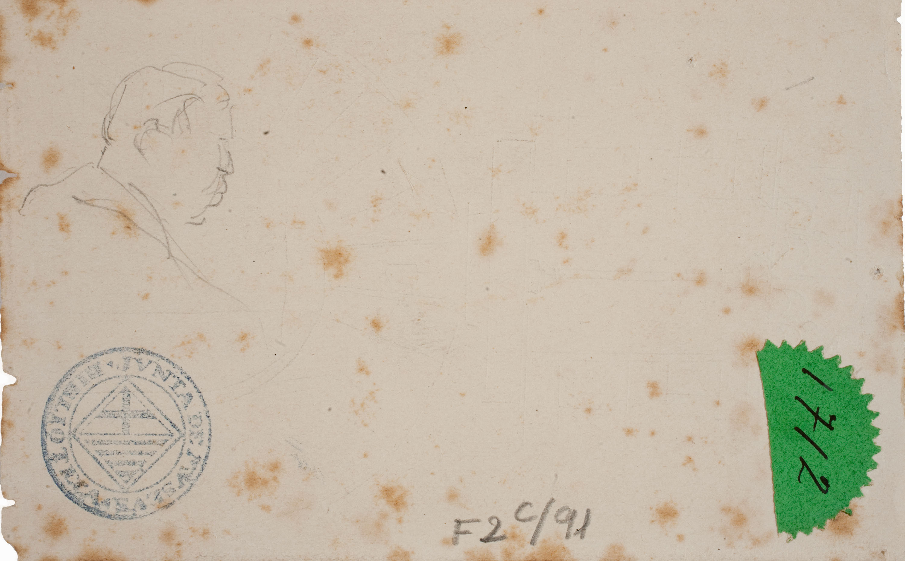 image for: Josep Lluís Pellicer - Façana gòtica, Palafrugell (anvers) / Apunt de bust masculí (revers) - Cap a 1889 [1]