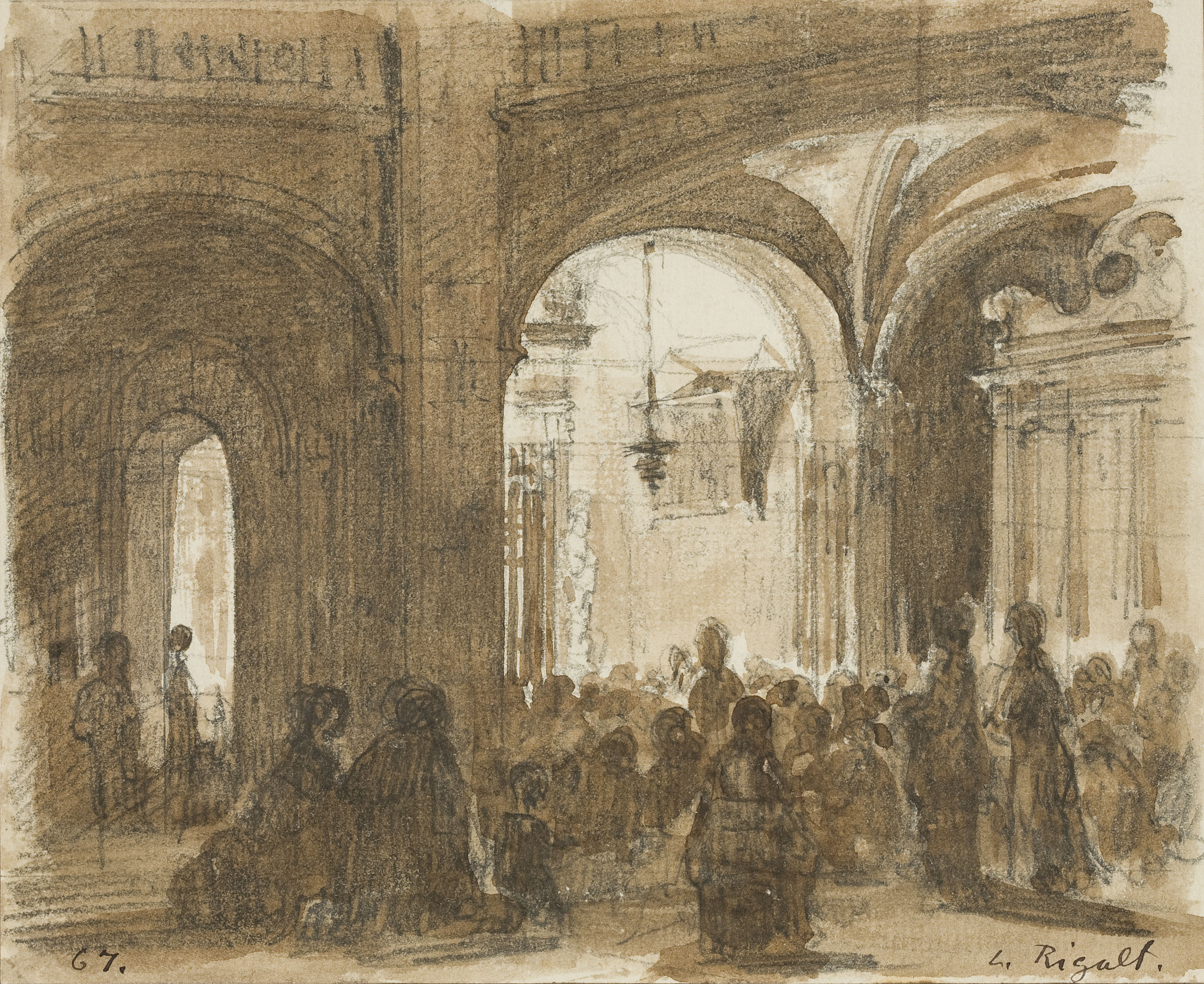 image for: Lluís Rigalt - Gent sota unes arcades - Cap a 1873-1874
