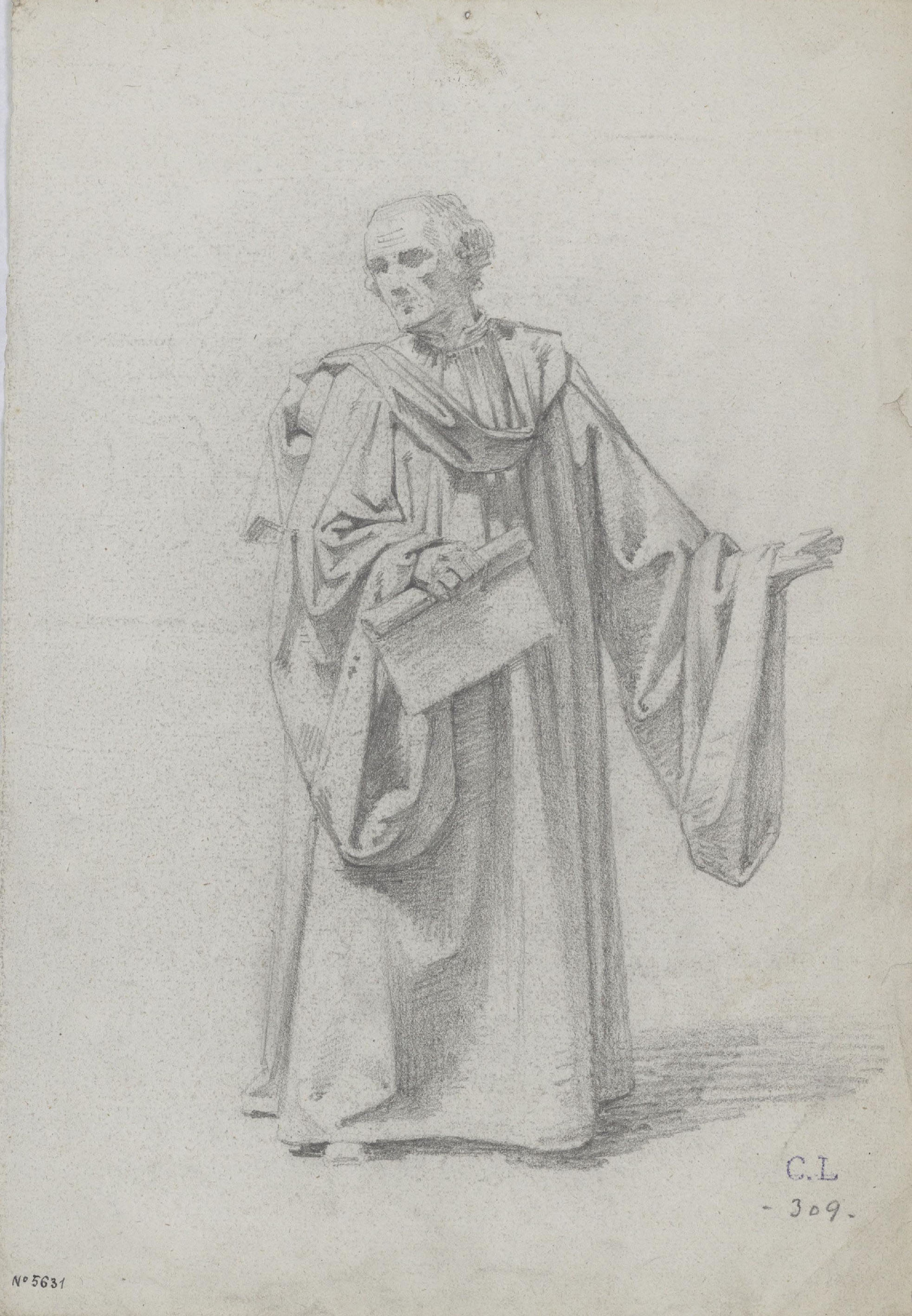 image for: Claudi Lorenzale - Estudi d&#039;un ambaixador per al quadre «Els ambaixadors de la Diputació a Vilafranca prohibeixen a la Reina Joana que acompanyi el Príncep de Viana a Barcelona» - Cap a 1870