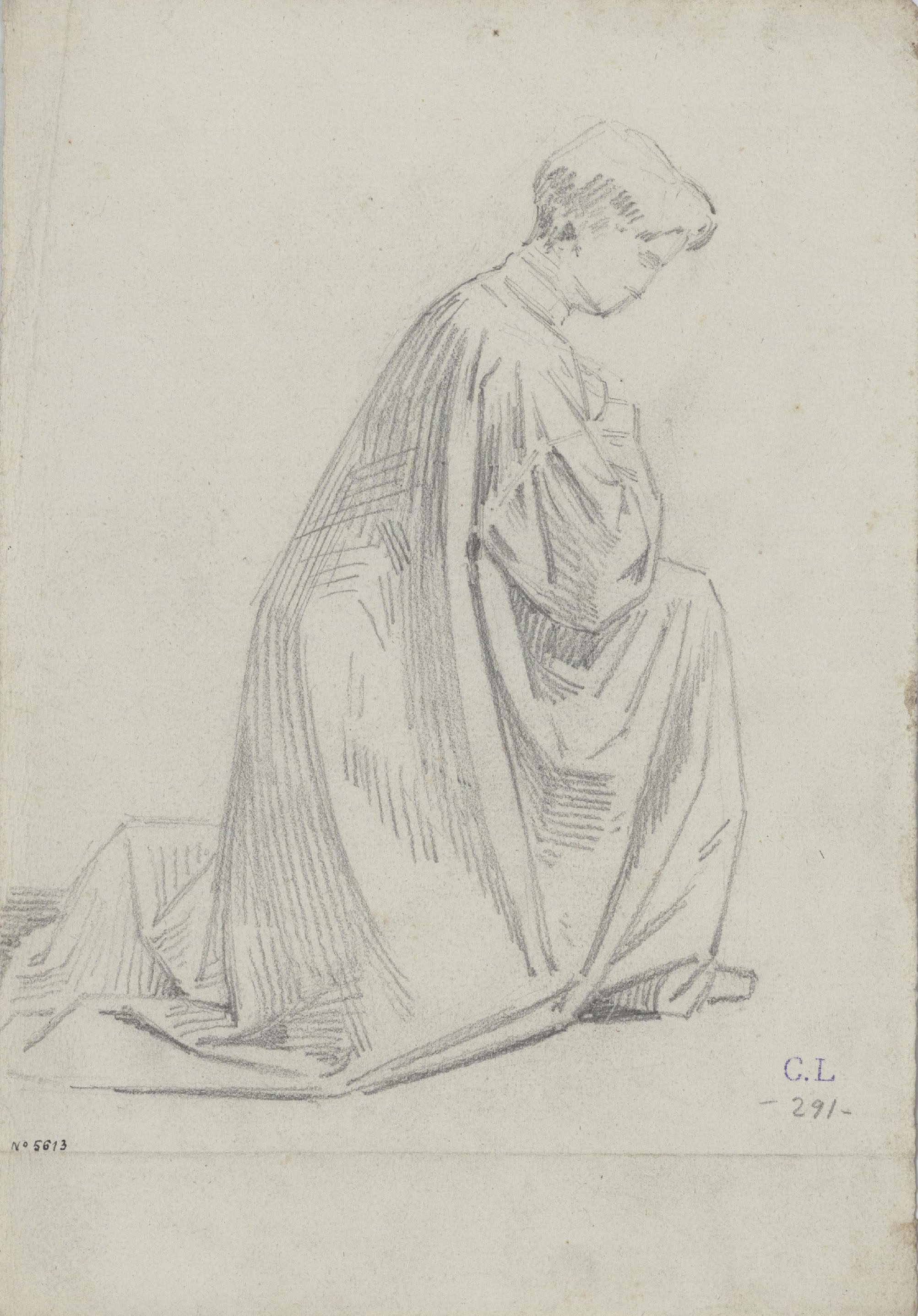 image for: Claudi Lorenzale - Jove agenollat amb hàbit - Cap a 1850-1870