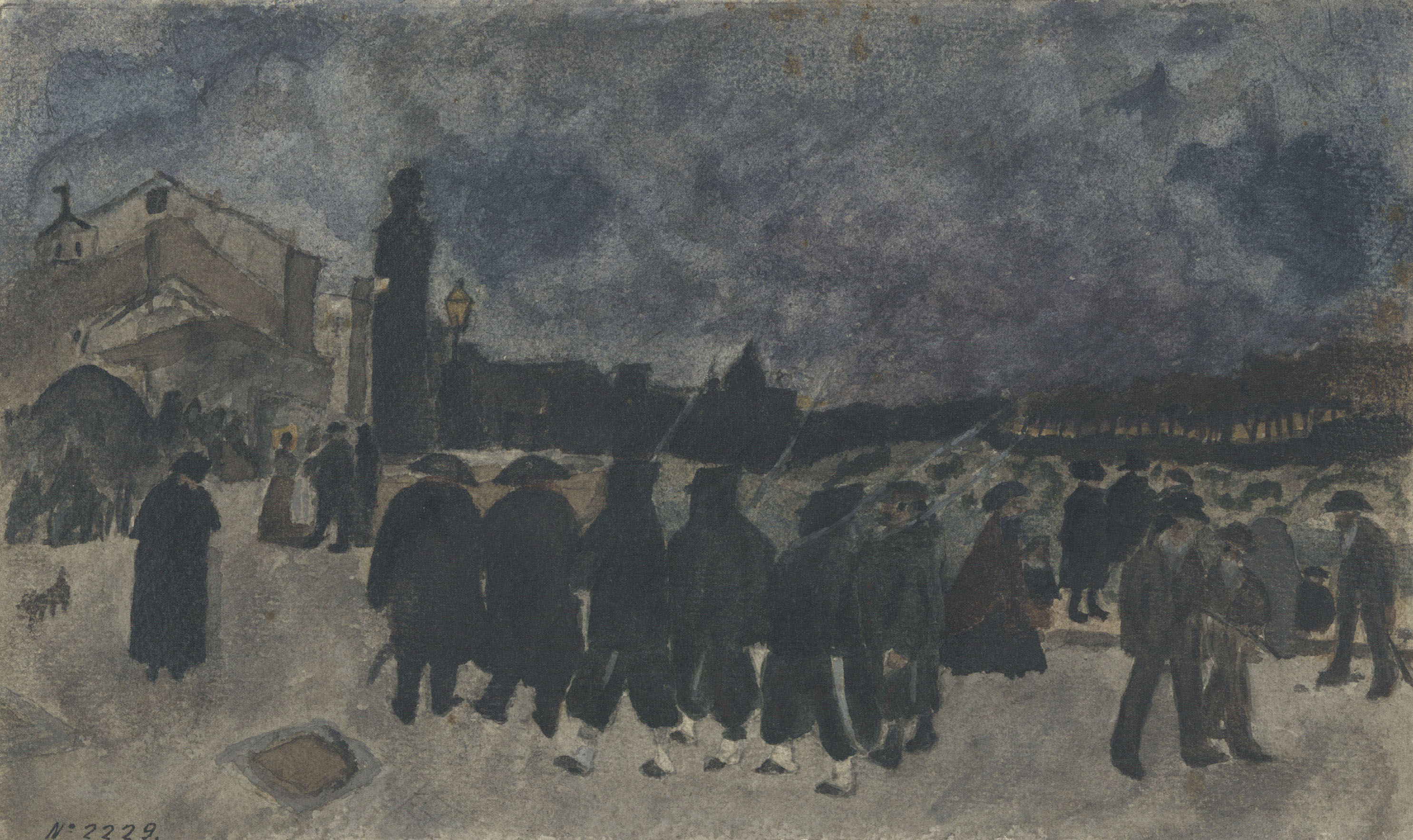 image for: Josep Lluís Pellicer - Estudi per al quadre «Zitto. Silenzio che passa la ronda» - Cap a 1869