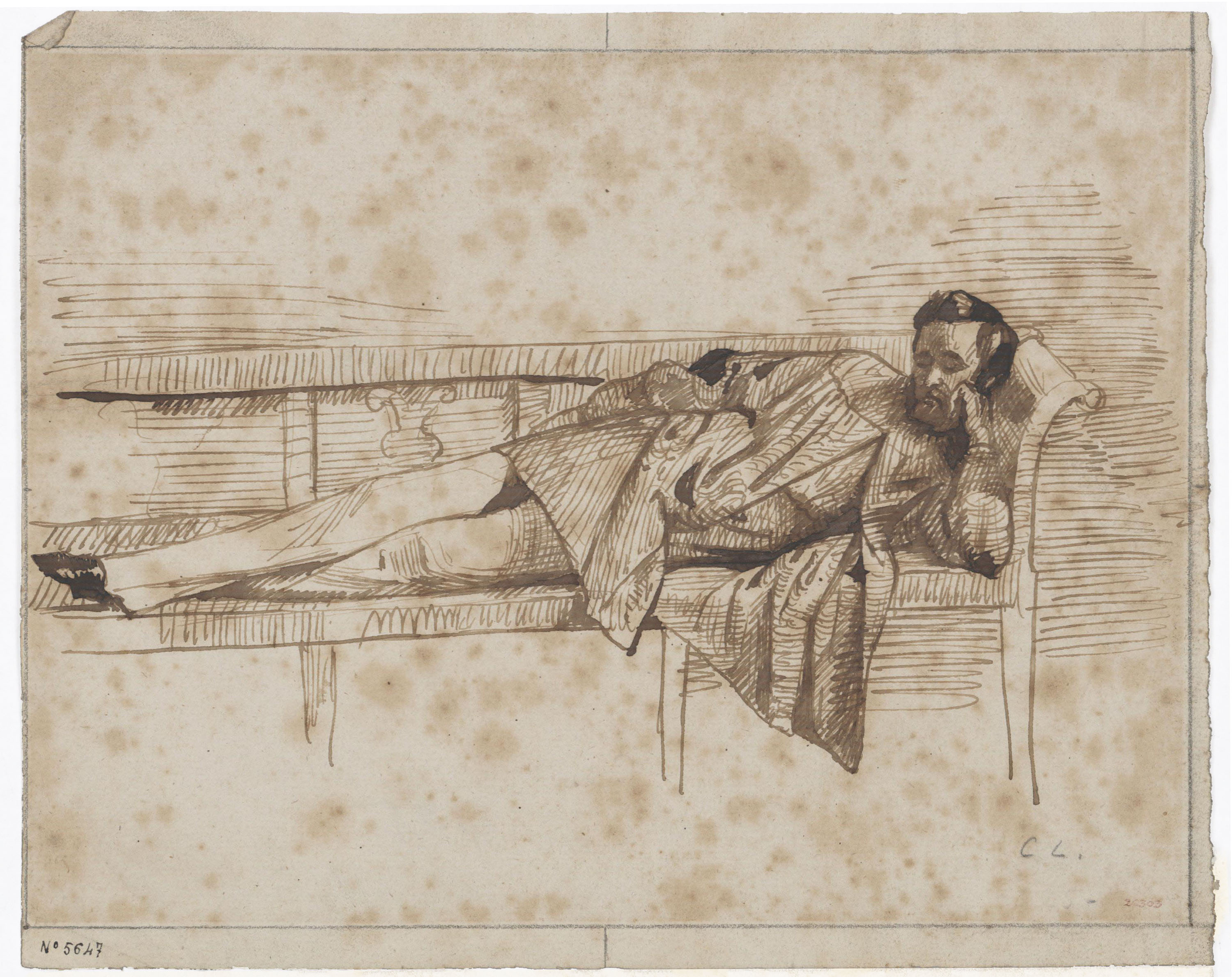 image for: Claudi Lorenzale - Home dormint en un sofà - Cap a 1840-1850