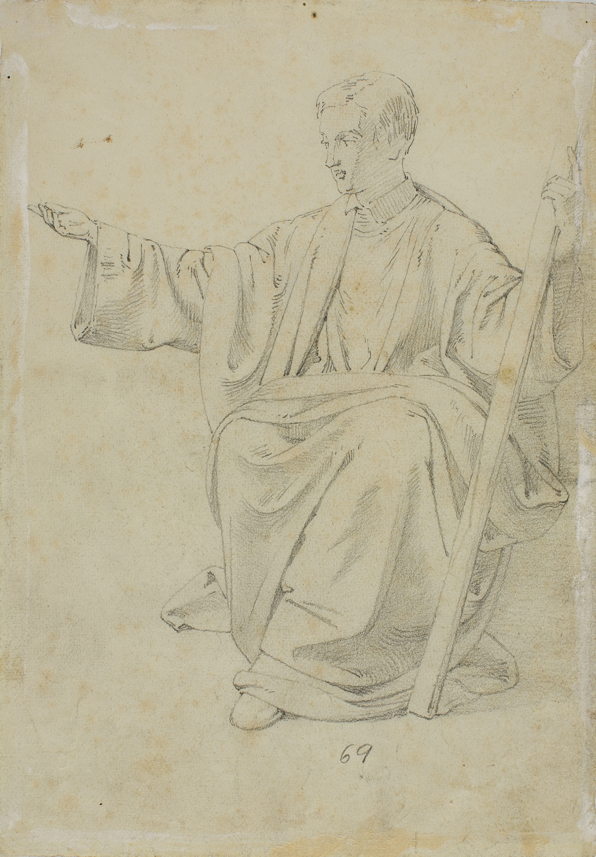 image for: Claudi Lorenzale - Home assegut amb bastó a la mà dreta (anvers) / Home assegut amb bastó a la mà dreta (revers) - Cap a 1850-1870 [1]