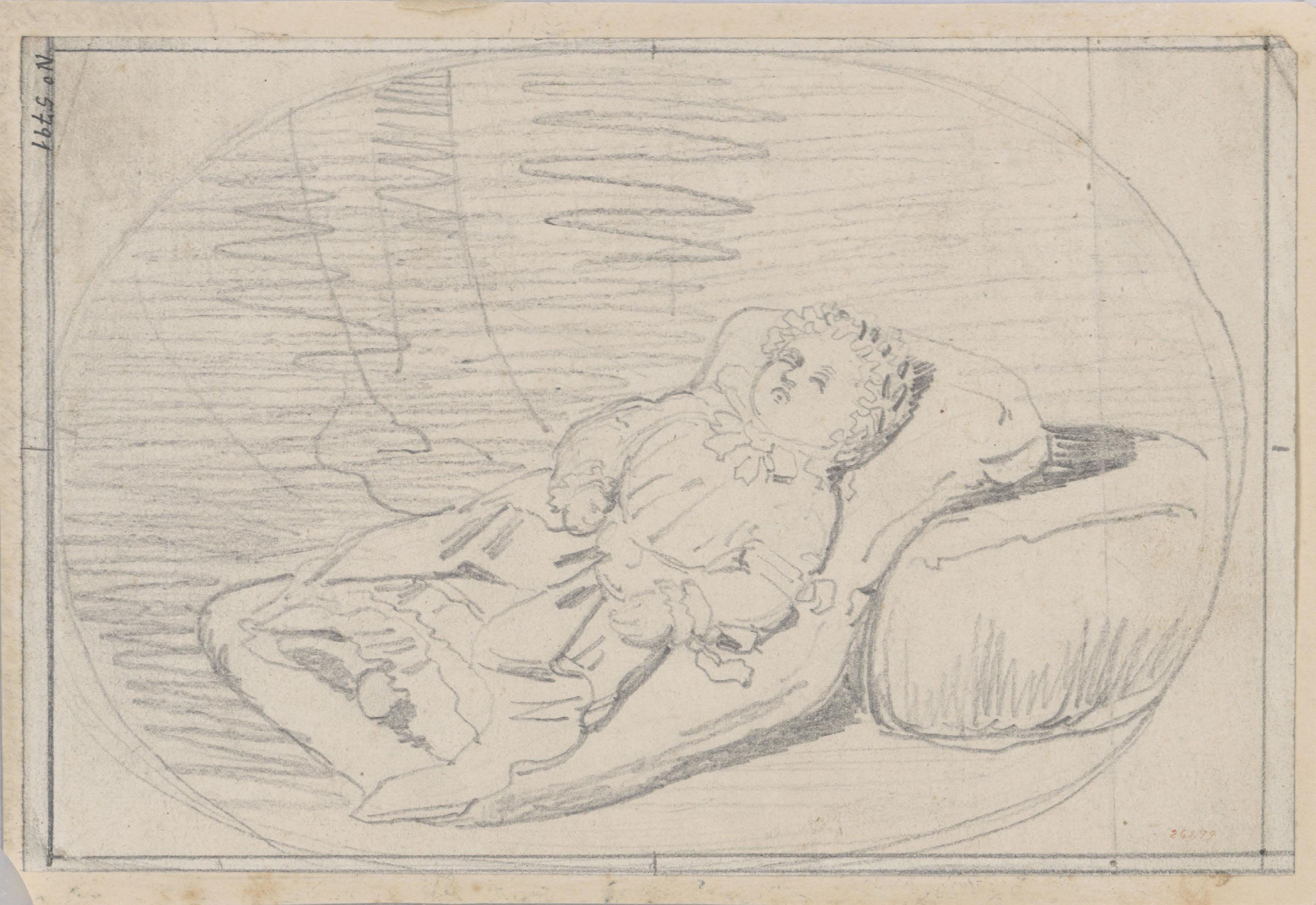 image for: Claudi Lorenzale - Infant dormint sobre coixins - Cap a 1840-1860